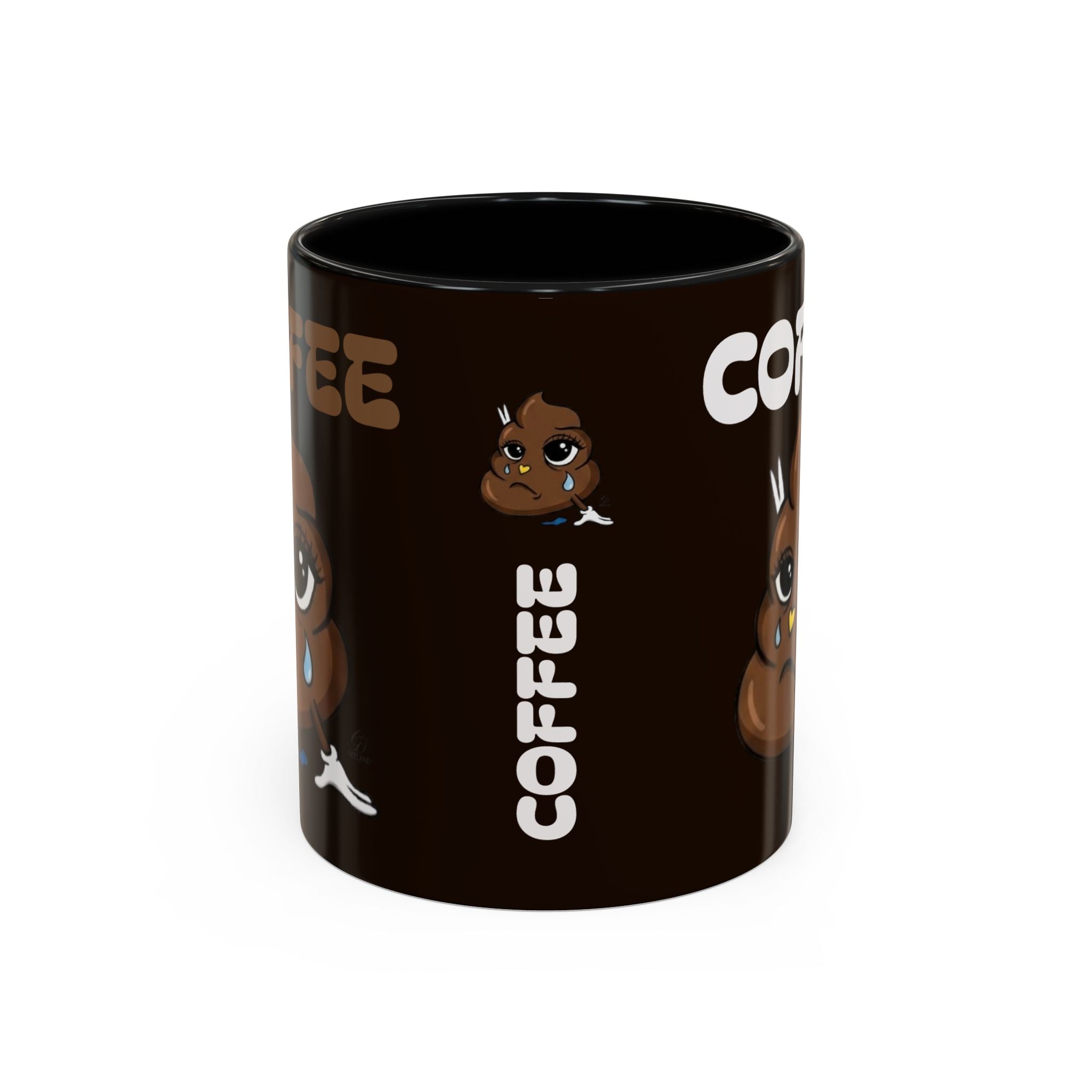 Coffee Mug — Cute Sad Poop Emoji with “COFFEE” Text Accent Mug by GT Artland