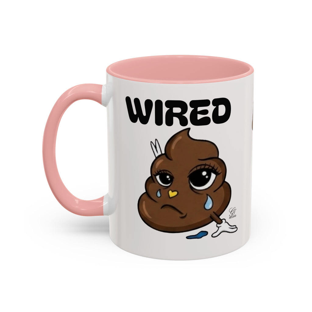 Wired Coffee Mug — Funny Poop Emoji Design Accent Mug (11/15 oz) by GT Artland