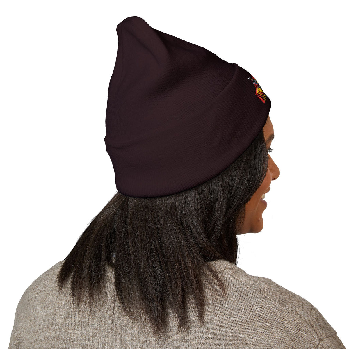Retro Comic Duck Embroidered Cuffed Beanie