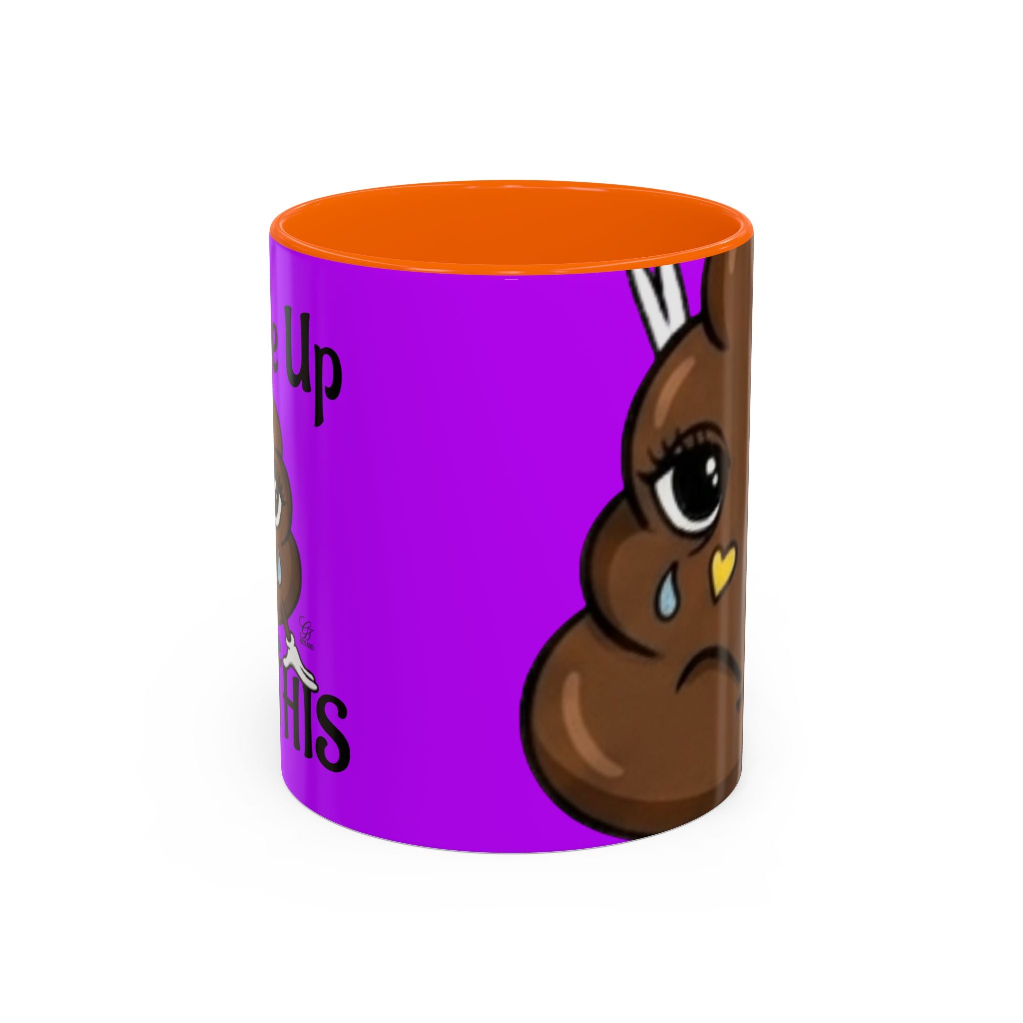 Sad Poop Emoji Accent Coffee Mug (11/15oz) — Funny Cute Kawaii Tearful Poop Design by GT Artland