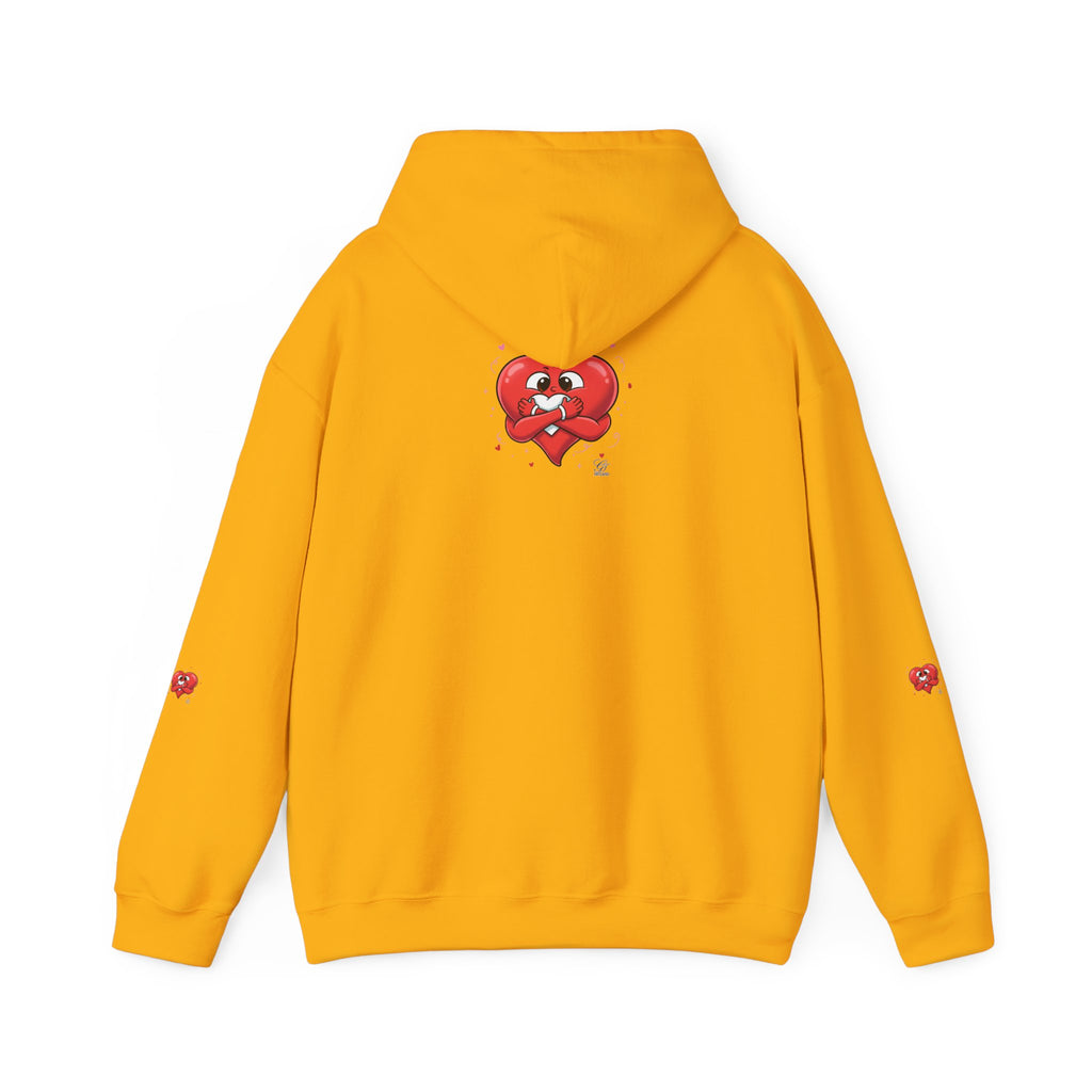 Graphic Heart Unisex Heavy Blend Hooded Sweatshirt | Red Heart Cartoon Sweatshirt