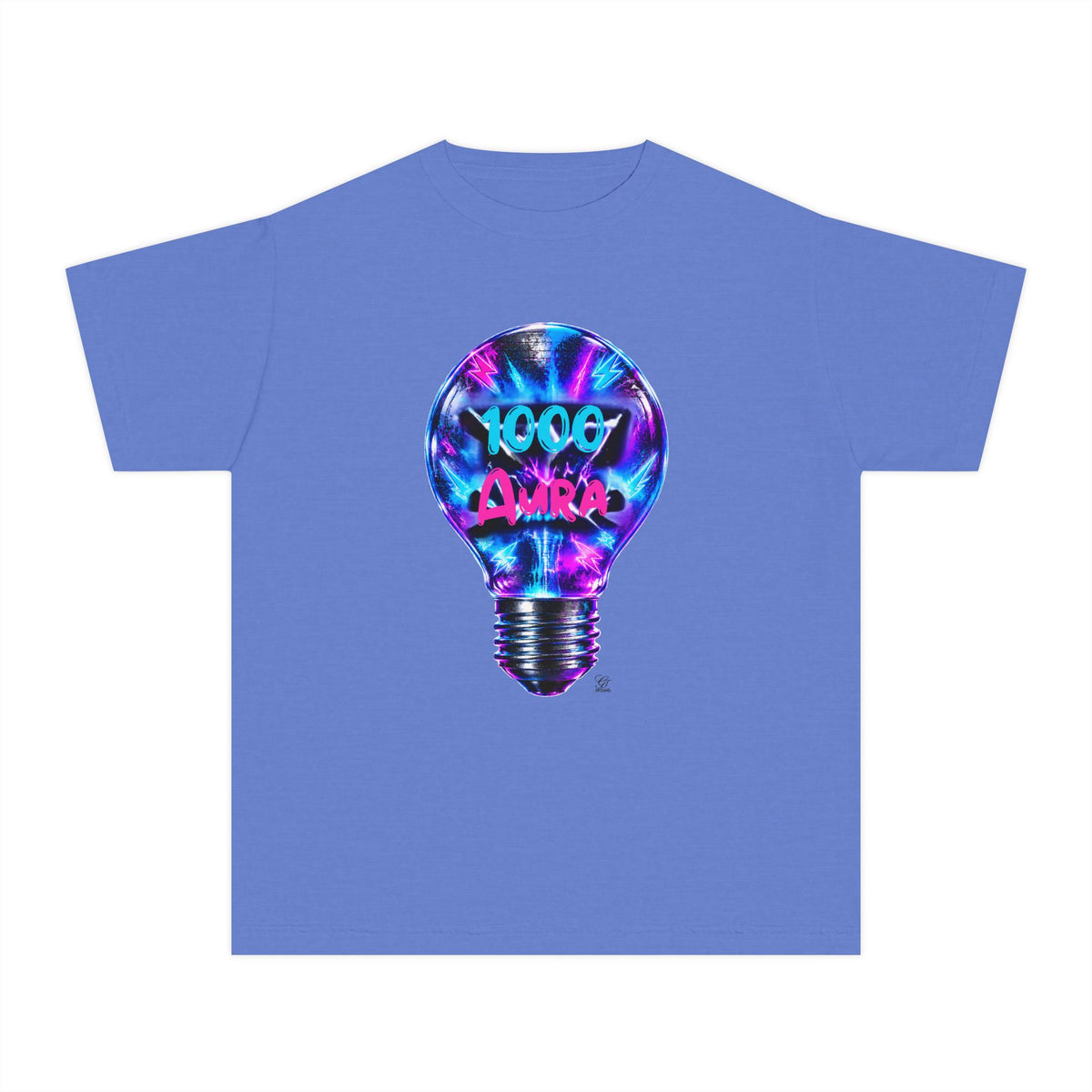 Colorful Light Bulb Youth T-Shirt -"1000 AURA" Graphic T-Shirt