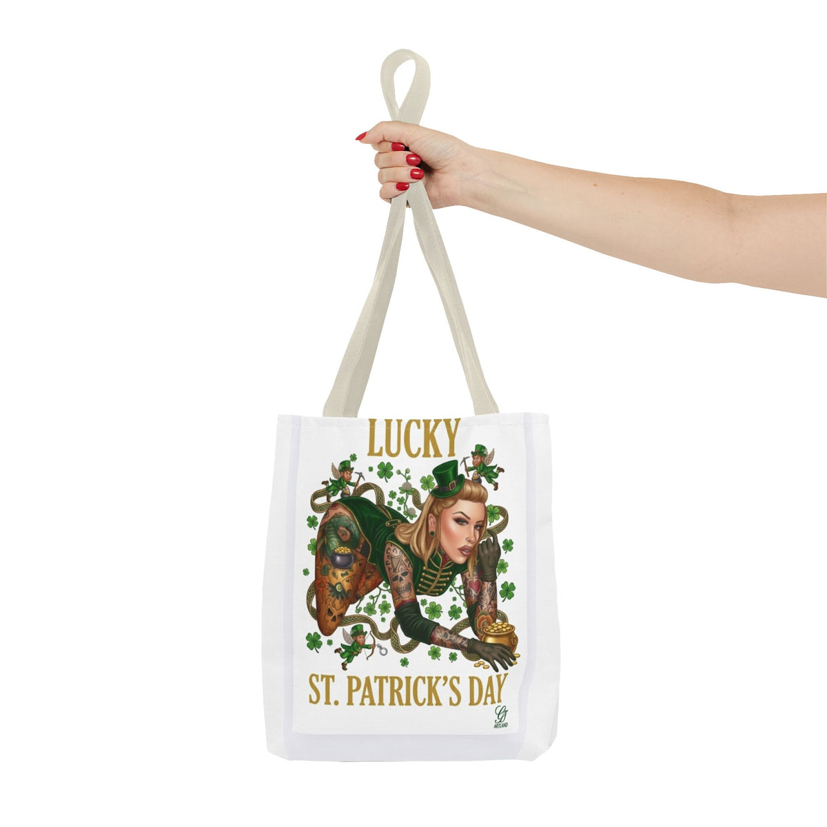 "Lucky" St Patrick's Day Tattoo Hot Sexy Vixen Designer Tote Bag by GT Artland