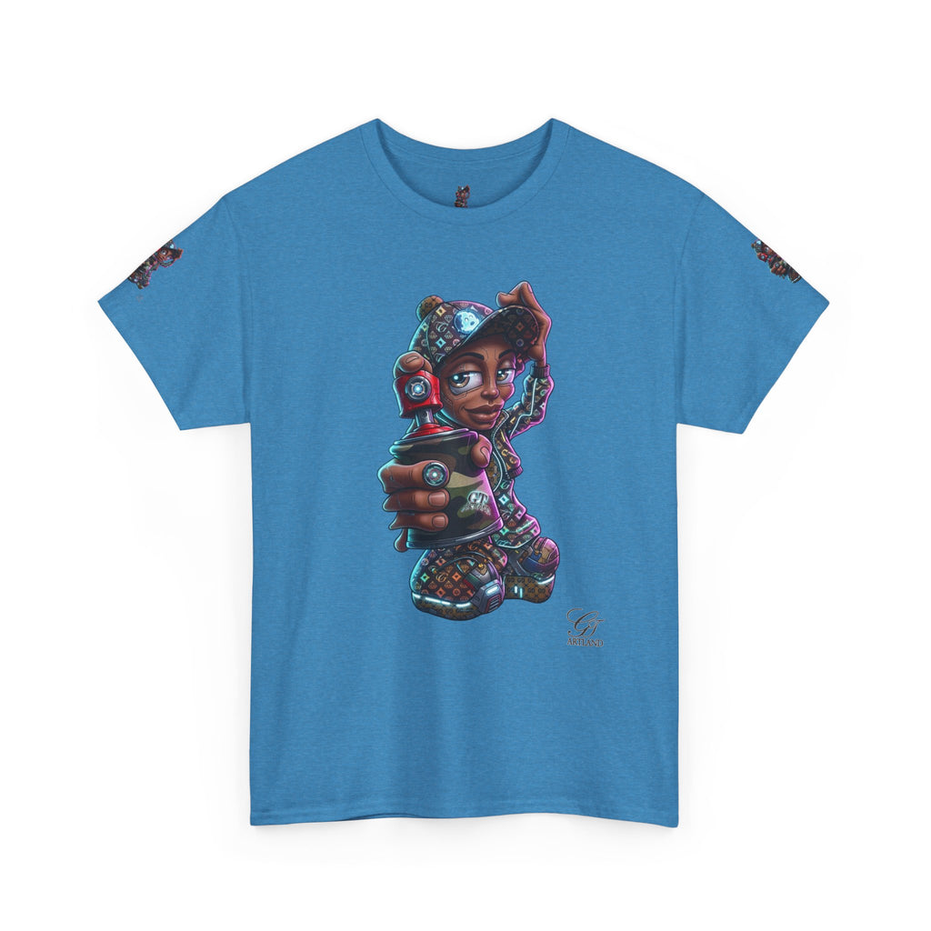 Ebony Futuristic Urban Spray Can Kid Gamer Tee - Cute Streetwear Graphic T-Shirt by GT Artland