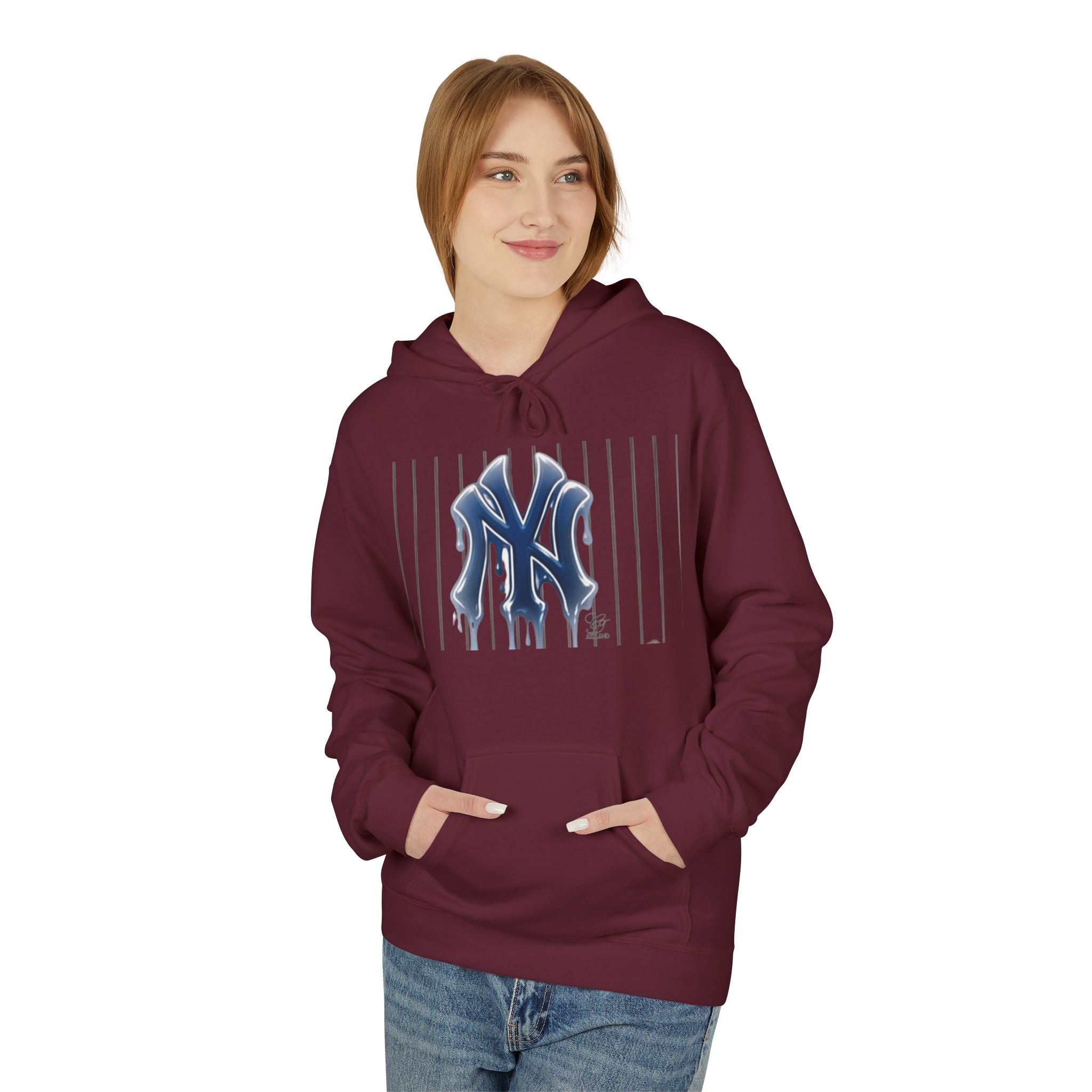 Dripping NY Fan Gear Logo Hoodie | Baseball Pinstripe Streetwear by GT Artland
