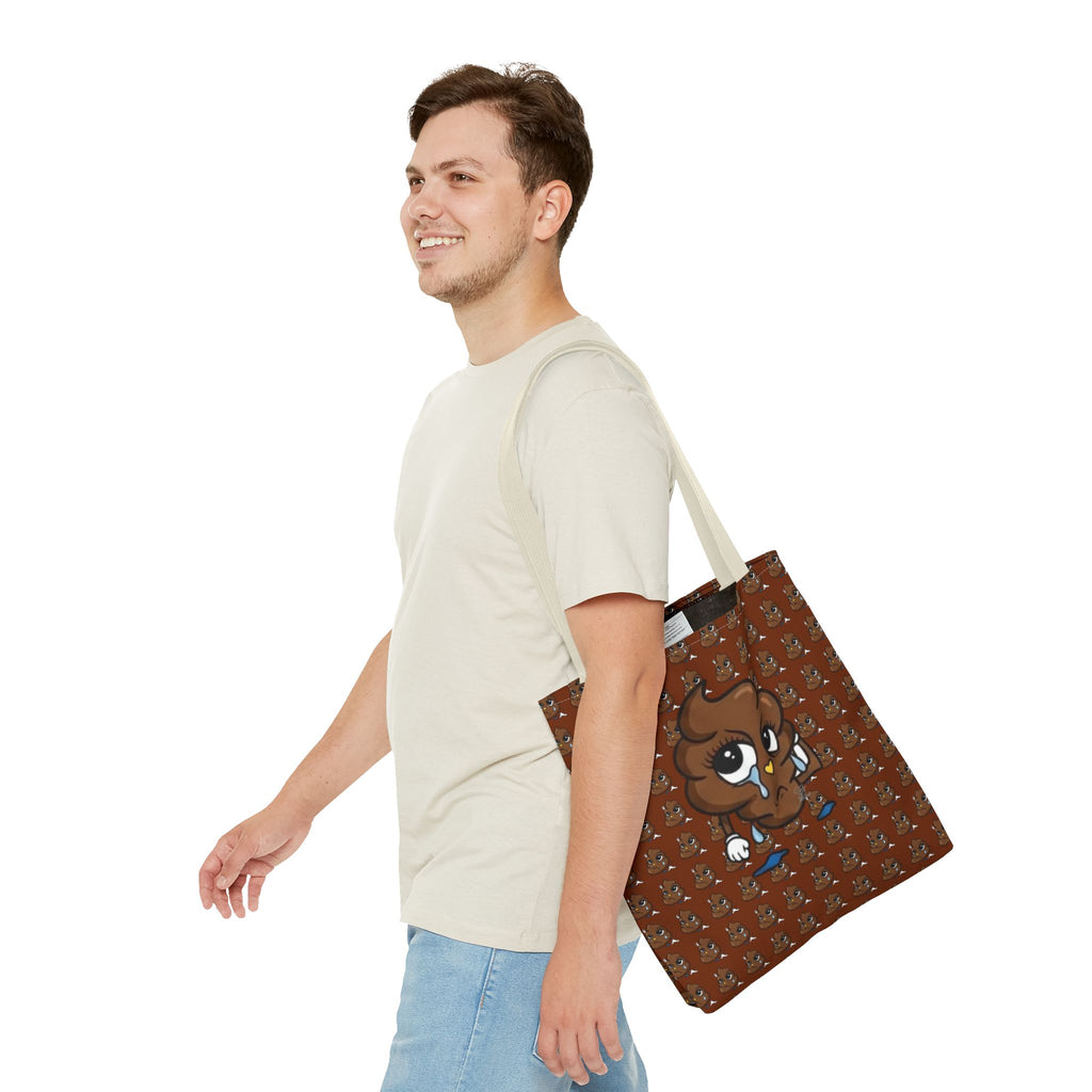 Glizzee Cute Poop Character Tote Bag | All Over Print Cartoon Pattern by GT Artland
