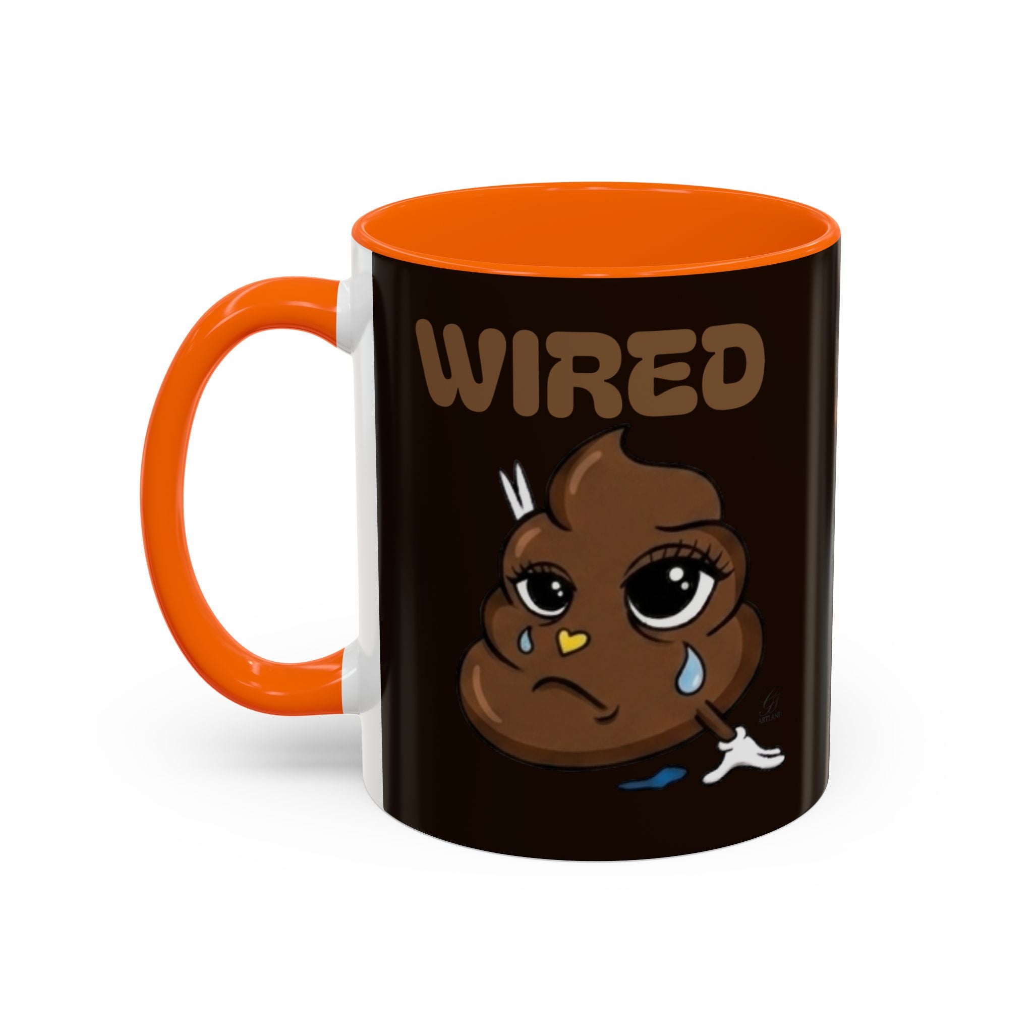Coffee Mug - "Wired" Cute Poop Emoticon Design (11/15 oz) by GT Artland