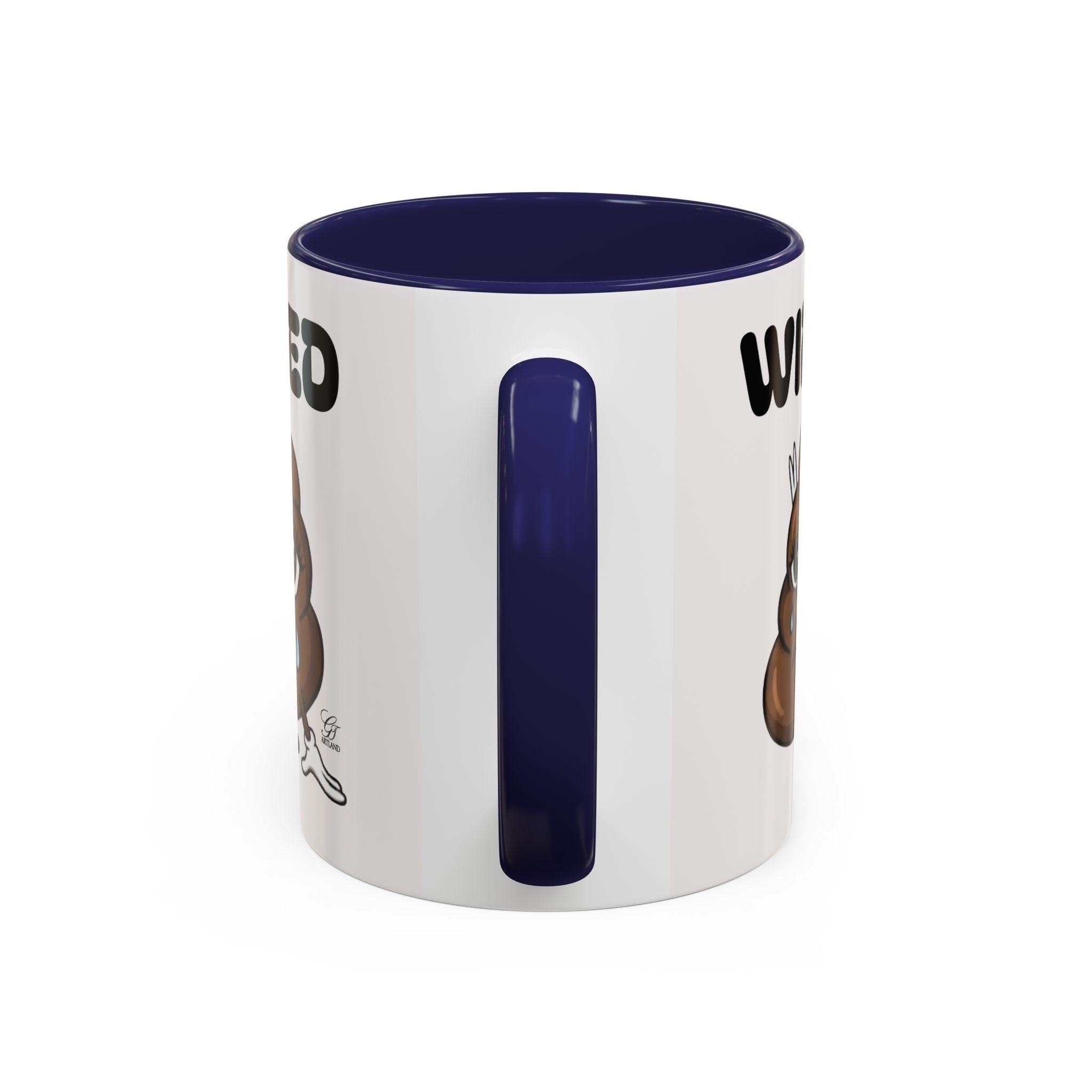 Wired Coffee Mug — Funny Poop Emoji Design Accent Mug (11/15 oz) by GT Artland