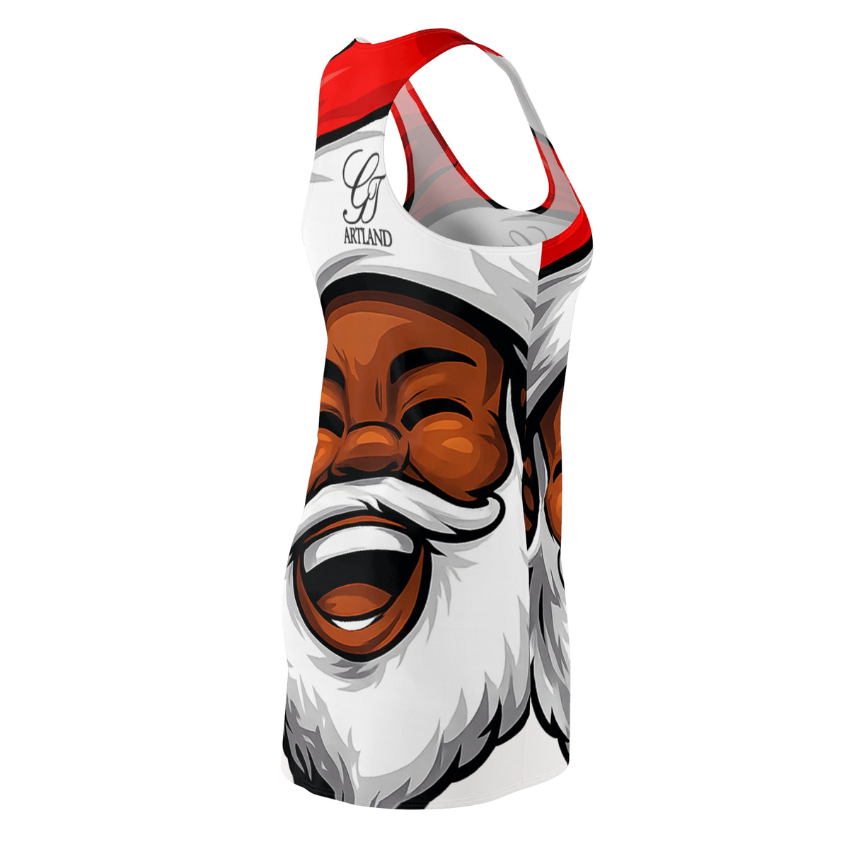 Joyful Santa Face Racerback Dress | Christmas All Over Print by GT Artland