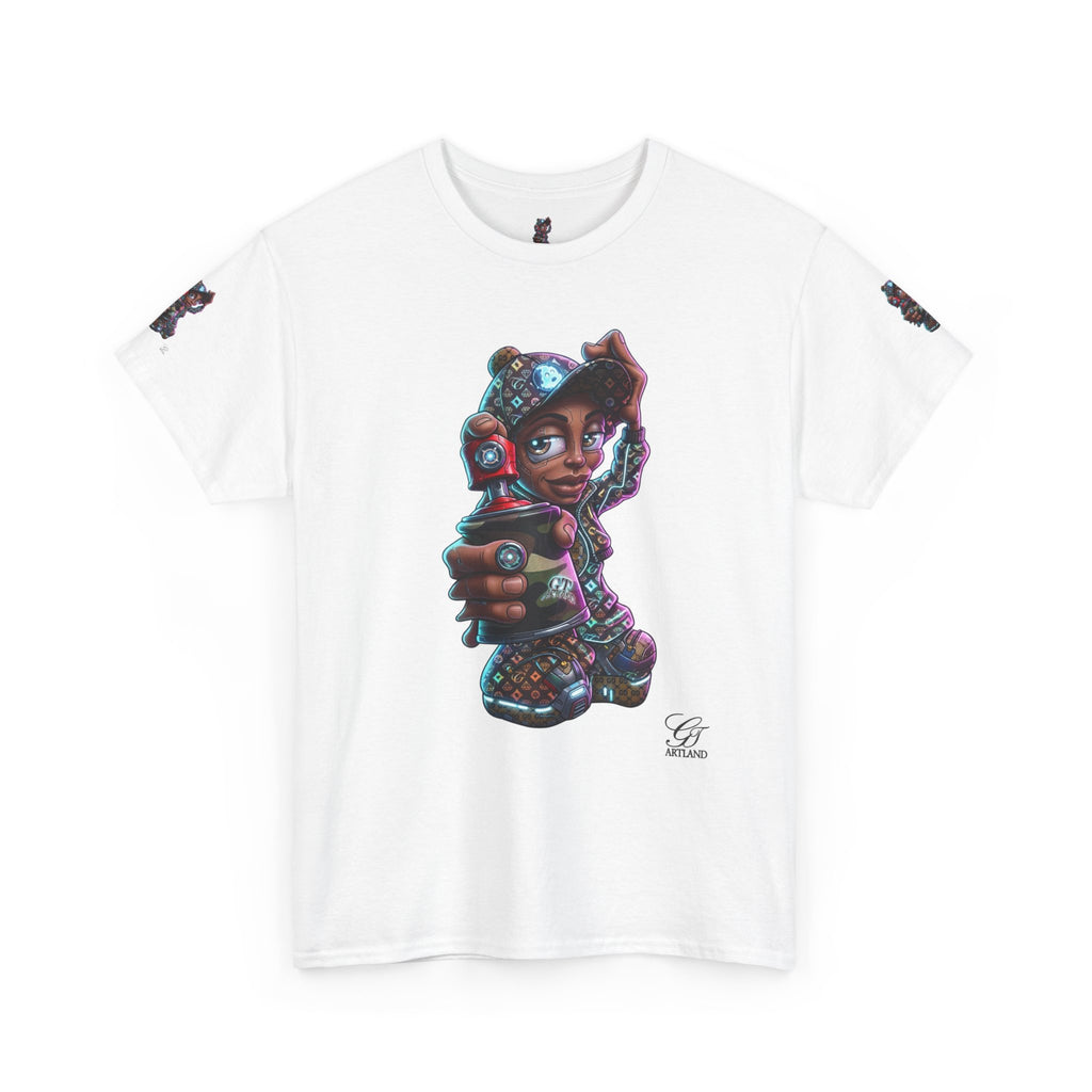 Ebony Futuristic Urban Spray Can Kid Gamer Tee - Cute Streetwear Graphic T-Shirt by GT Artland