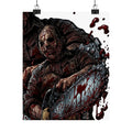 Leatherface Chainsaw Poster Matte Vertical | Horror Movie Art, Bloody Slasher Print by GT Artland