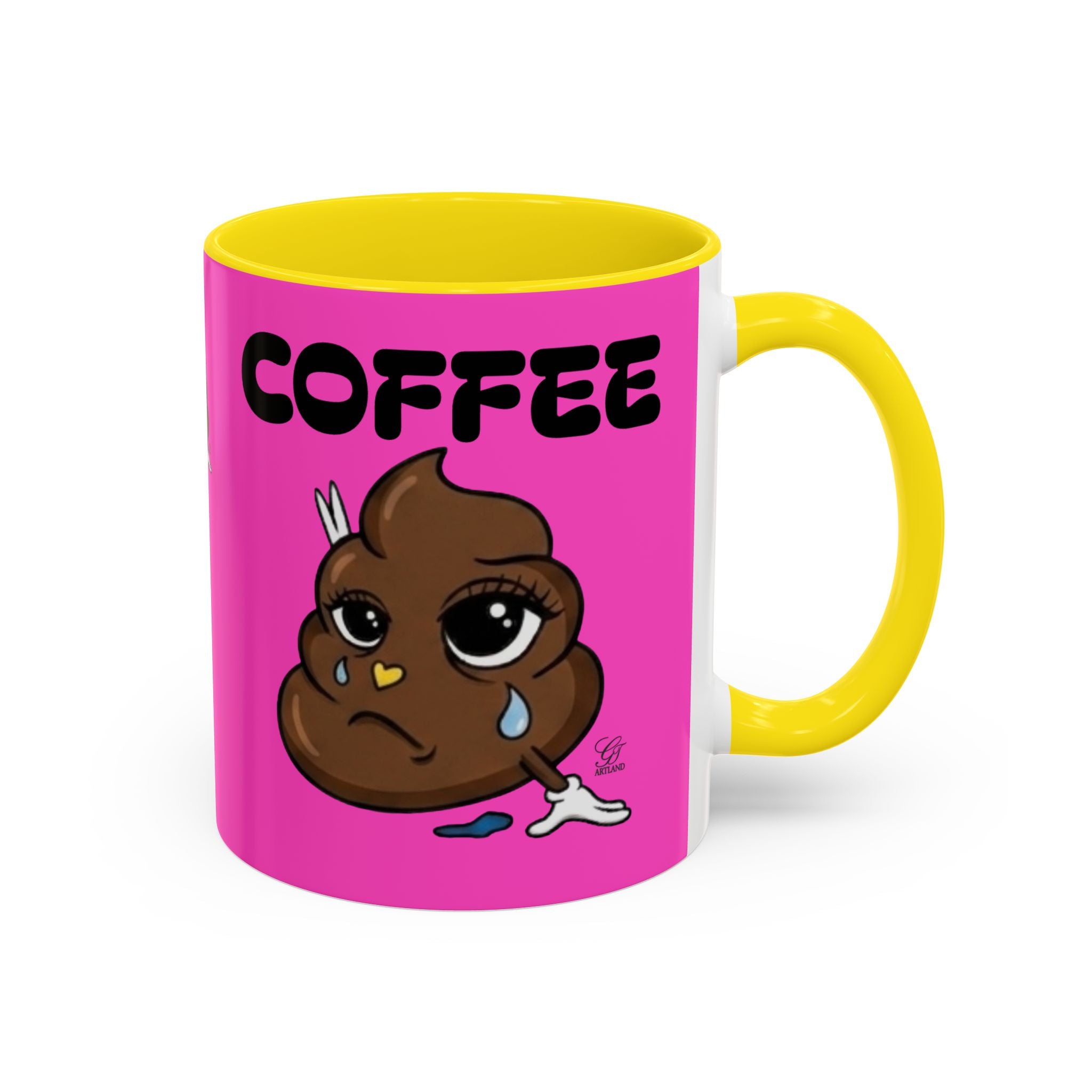Coffee Mug — Pink 'Coffee' Sad Poop Emoji Accent Ceramic Mug (11/15oz) by GT Artland