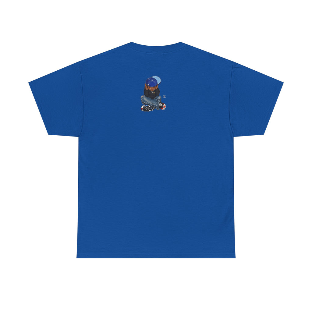 Ebony Sad Kid Illustration T-Shirt | Sitting Boy Graphic Tee b