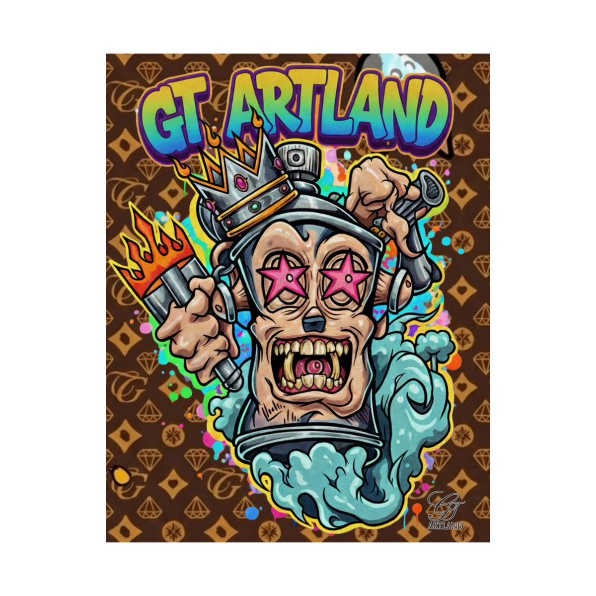 Graffiti King Skull Matte Vertical Poster | Urban Street Art, Colorful Illustration by GT Artland