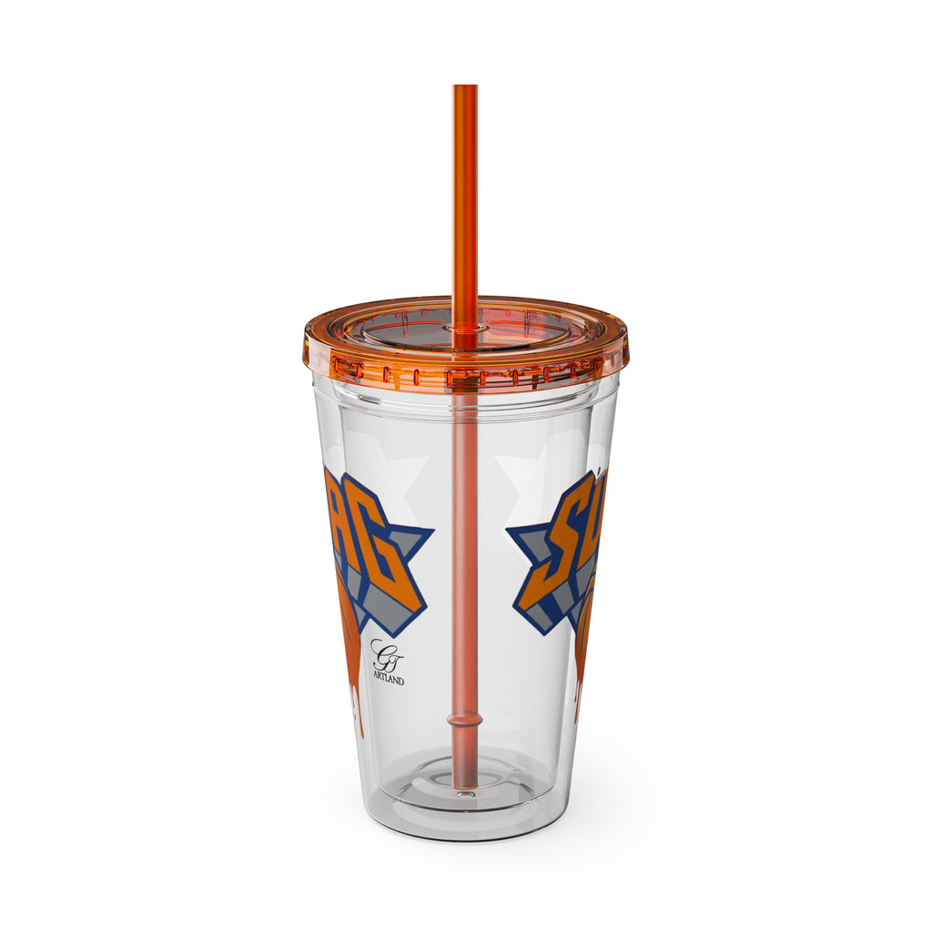 Dripping Basketball SWAG Tumbler | 16oz Clear Cup with Straw by GT Artland