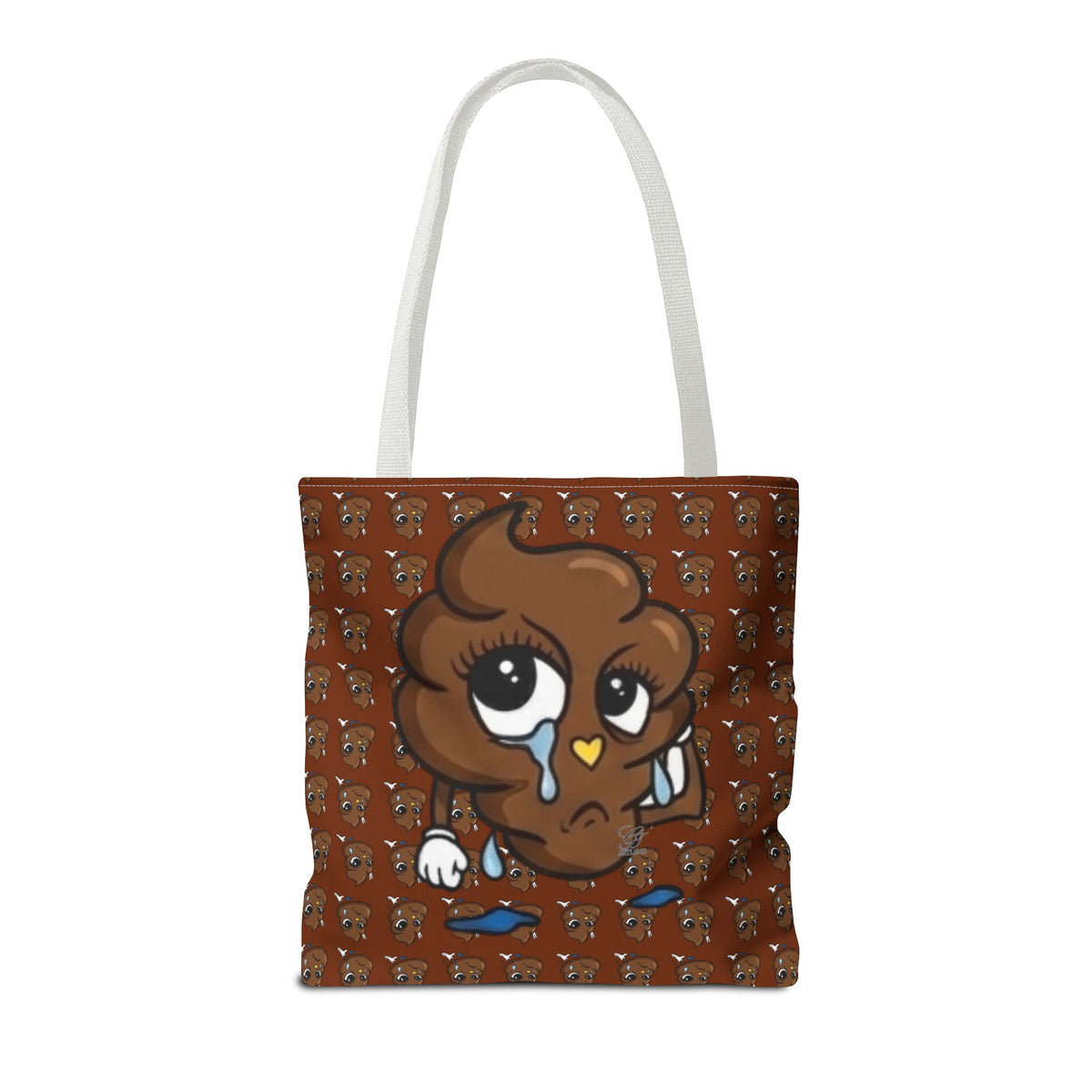 Glizzee Cute Poop Character Tote Bag | All Over Print Cartoon Pattern by GT Artland