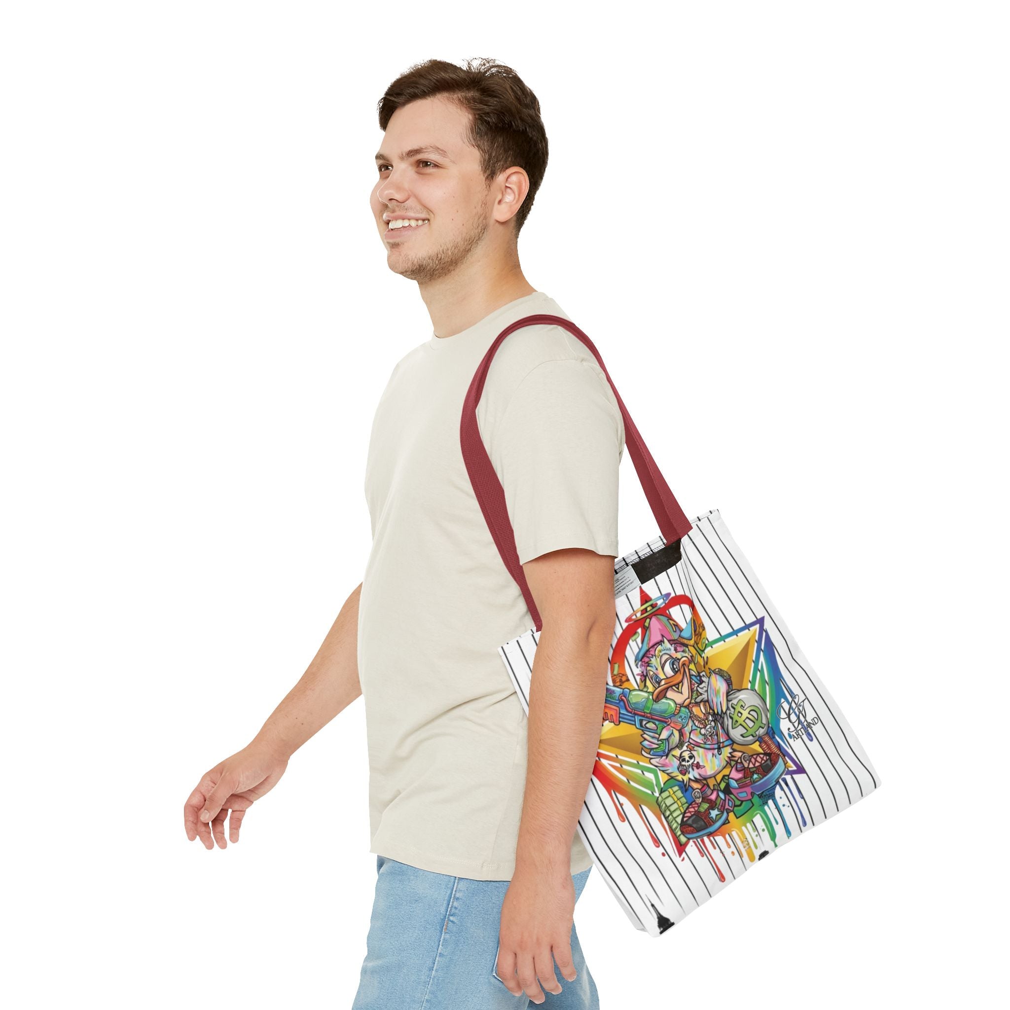 Graffiti Duck Urban Colorful Drip Tote Bag — Colorful Street Art by GT Artland