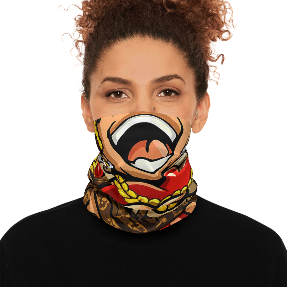 Luxury Anime Designer Streetwear Heart Graphic Neck Gaiter by GT Artland