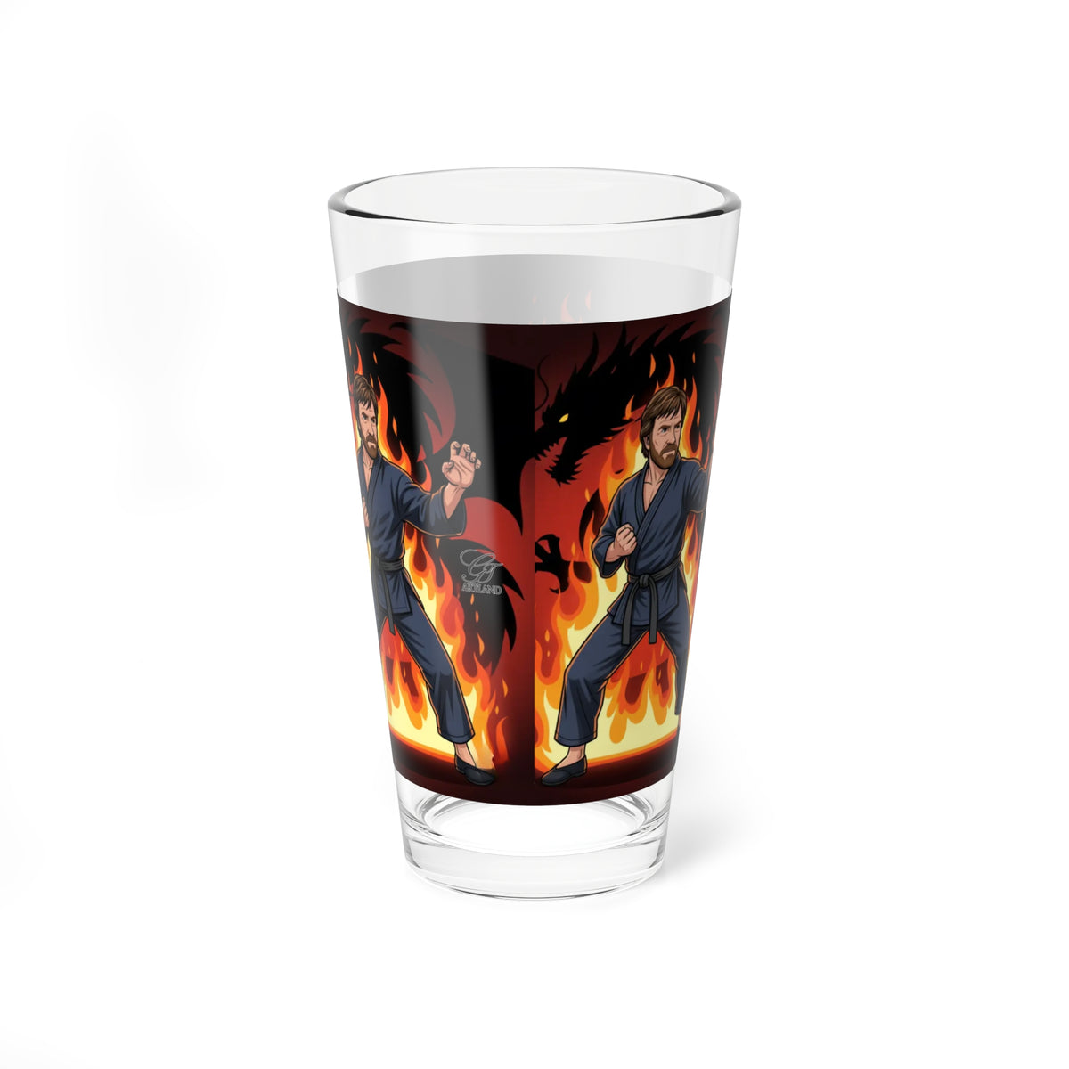 Martial Artist Chuck Norris Flames Mixing Glass | 16oz by GT Artland
