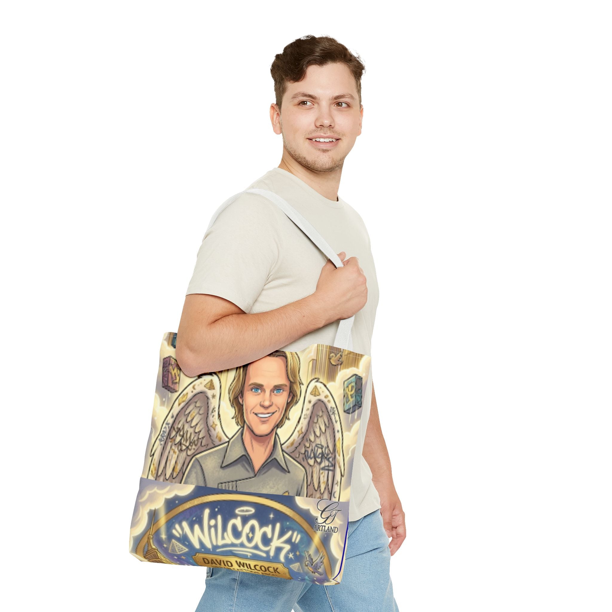 Wilcock Angel Wings Portrait Tote Bag – Illustrated Memorial/Tribute Carryall by GT Artland