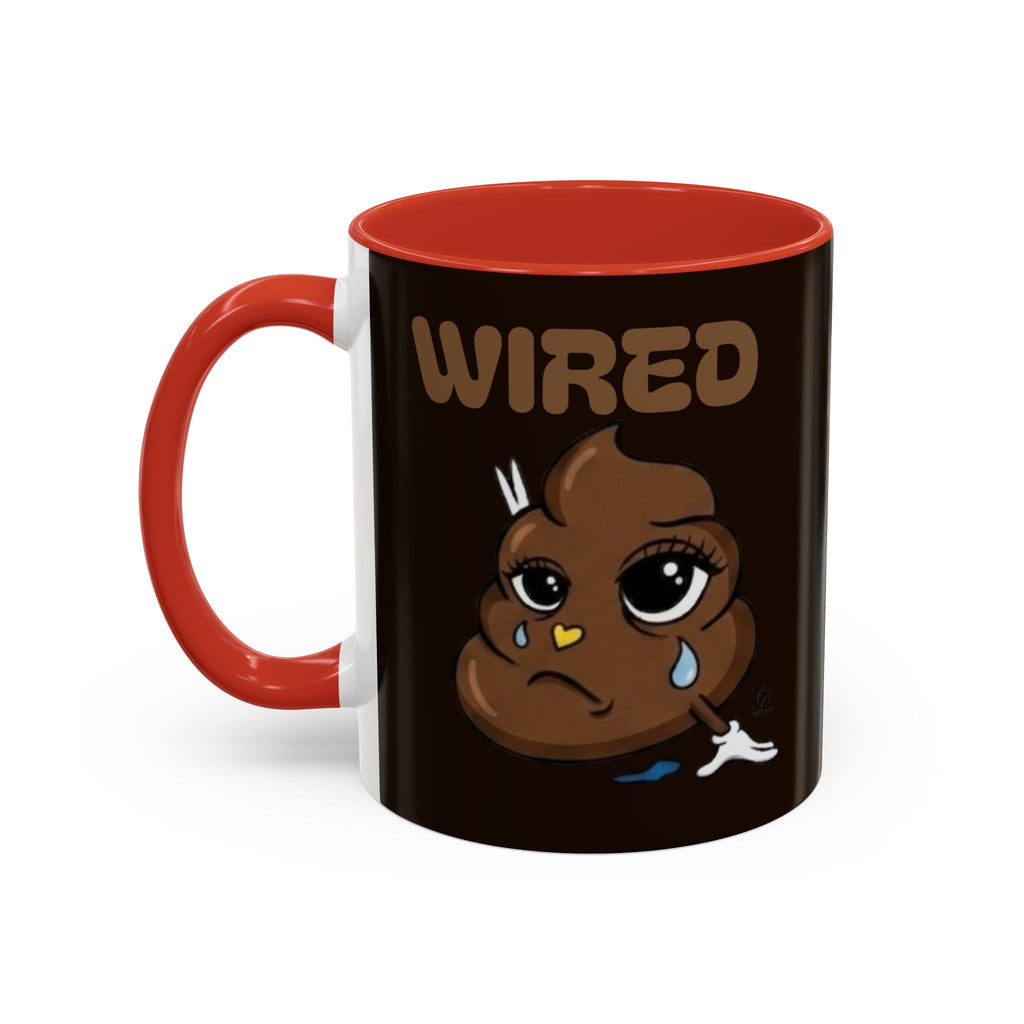 Coffee Mug - "Wired" Cute Poop Emoticon Design (11/15 oz) by GT Artland