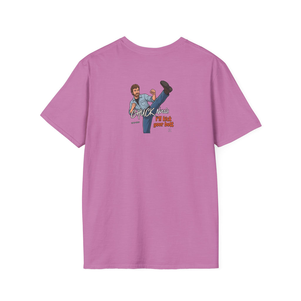 Chuck Norris Kick Illustration T-Shirt | I'll Kick Your Butt text by GT Artland