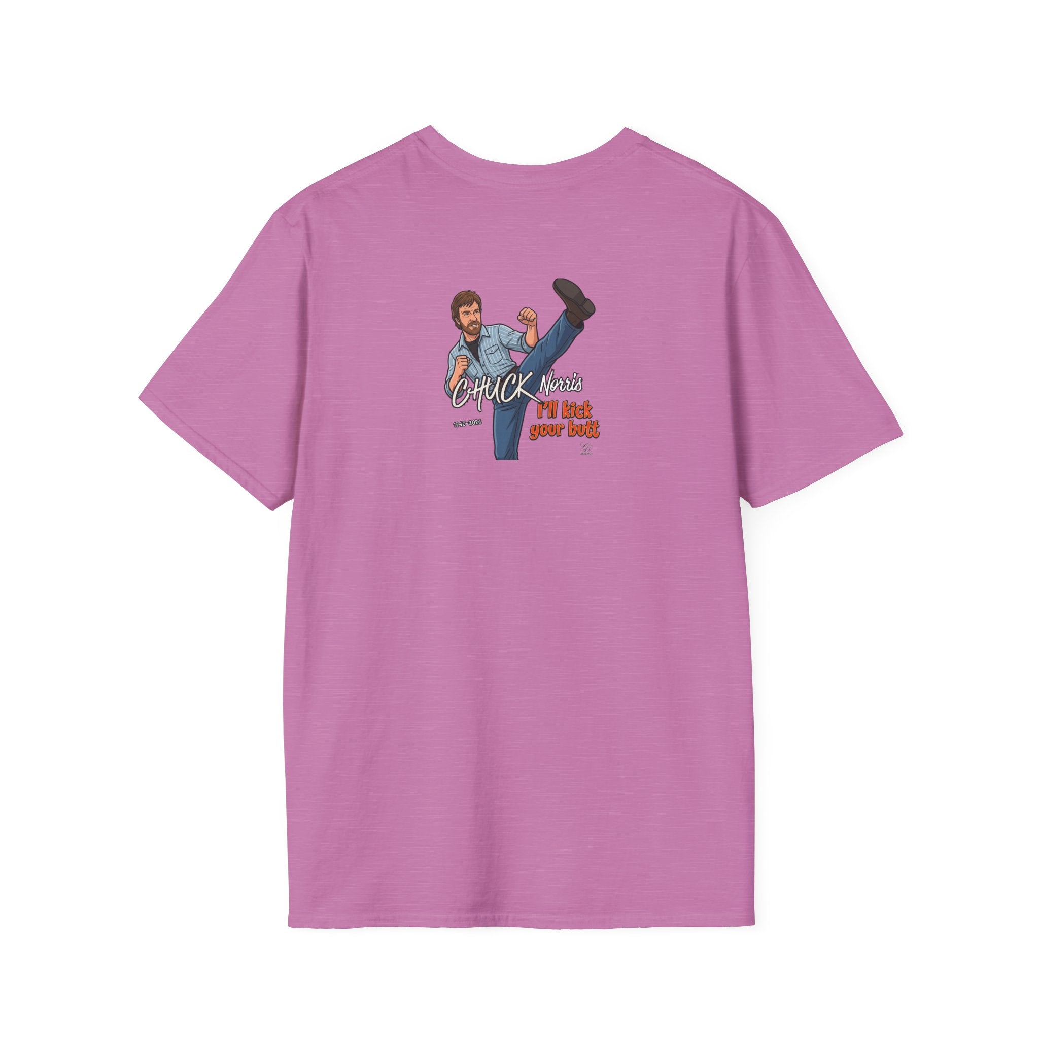 Chuck Norris Kick Illustration T-Shirt | I'll Kick Your Butt text by GT Artland
