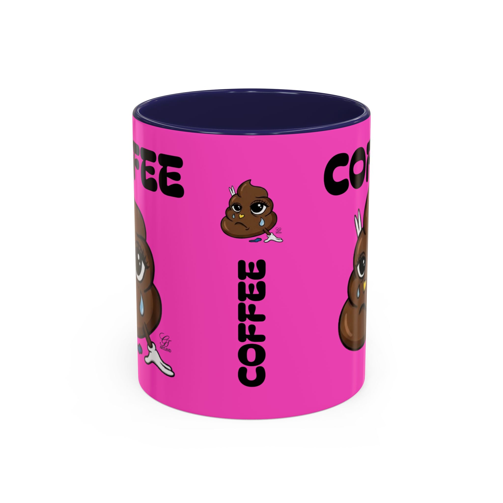 Coffee Mug — Pink 'Coffee' Sad Poop Emoji Accent Ceramic Mug (11/15oz) by GT Artland