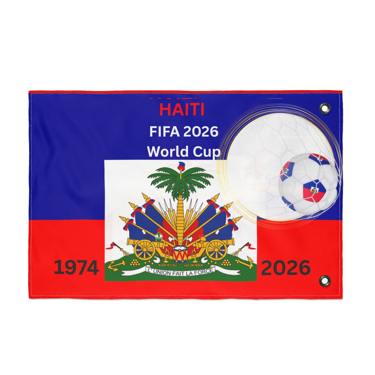 2026 World Cup Haitian Double Sided Football Flag | Soccer Flag