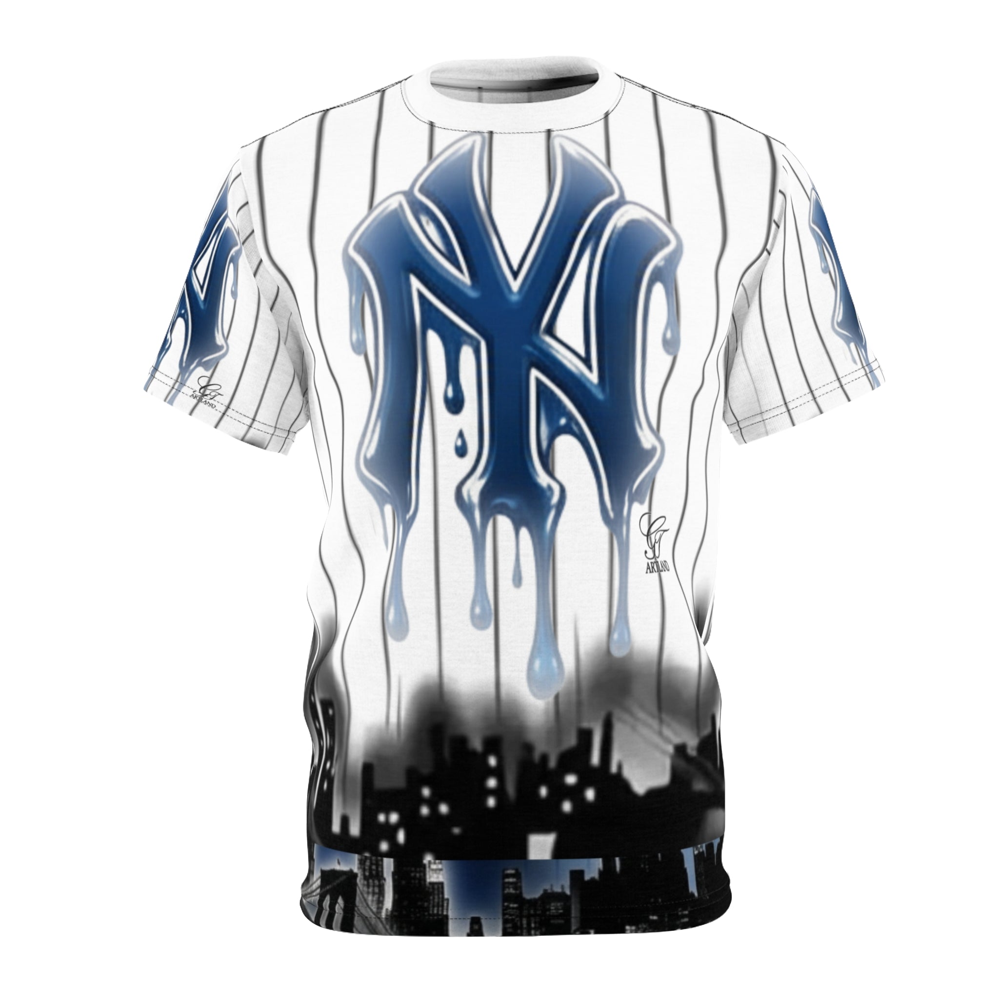 Dripping NY City Skyline Sports fan yank Designer Tee | All-Over Print by GT Artland
