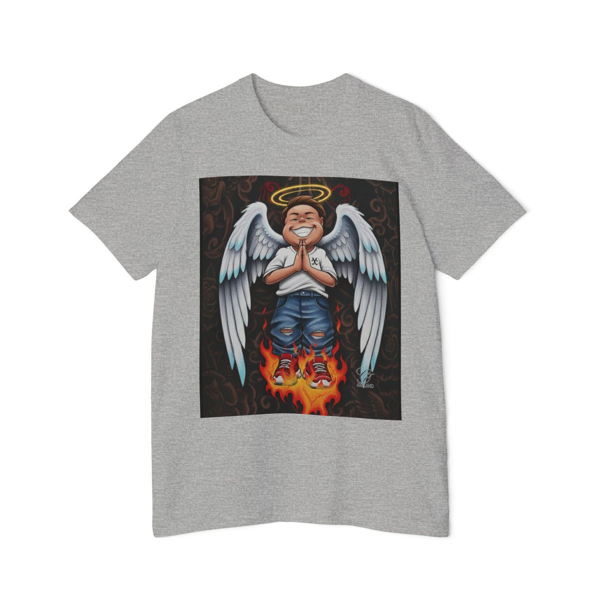Angel Boy Praying USA-Made Unisex Short-Sleeve Jersey T-Shirt