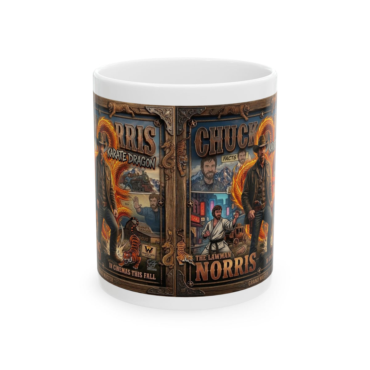 Vintage Action Poster Chuck Norris Mug | 11oz & 15oz Ceramic by GT Artland