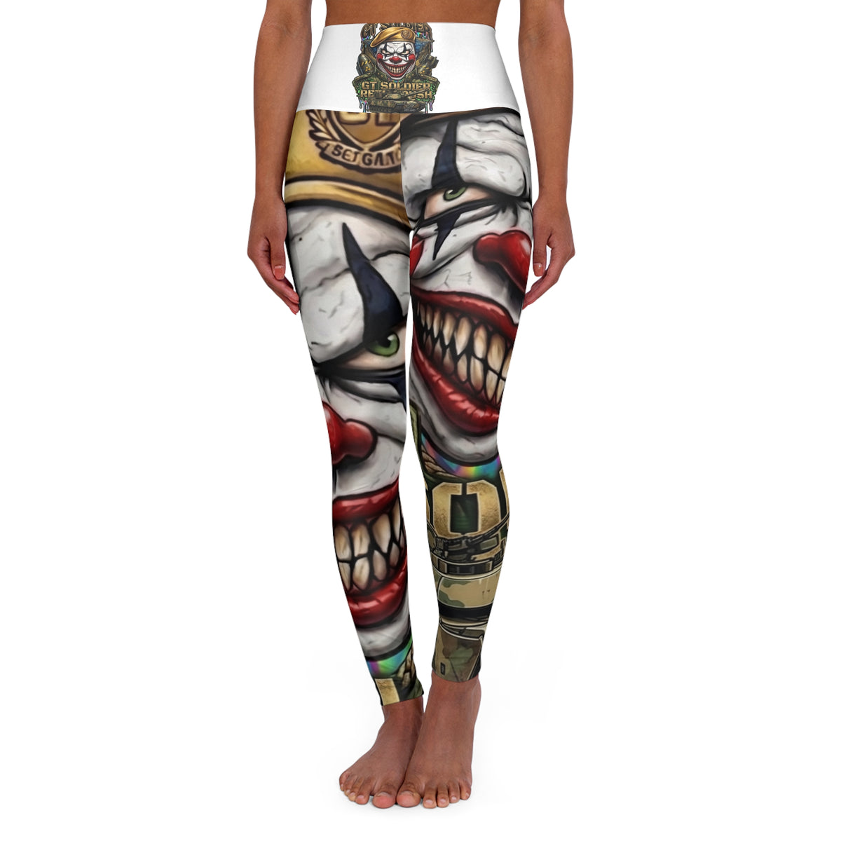 Killa Klown Scary Grinning Clown Leggings | High Waisted Yoga Leggings by GT Artland