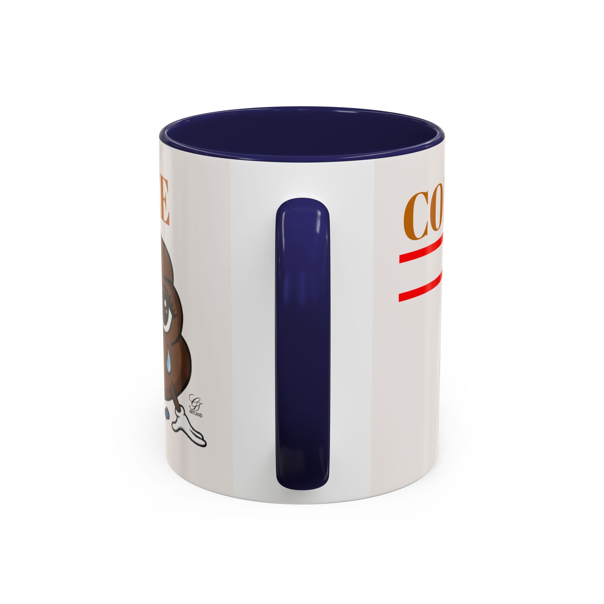 Coffee Mug — Sad Coffee Poop Emoji Designer Toon Accent Mug (11/15oz) by GT Artland