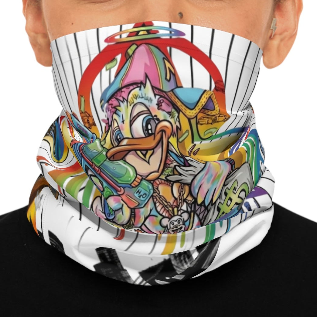 Graffiti Duck with Water Gun Neck Gaiter | Urban Rainbow Street Art