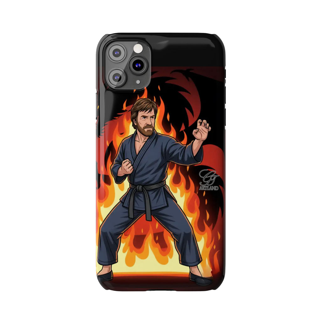 Martial Artist Illustration Slim Phone Case | Karate Fighter Flames by GT Artland