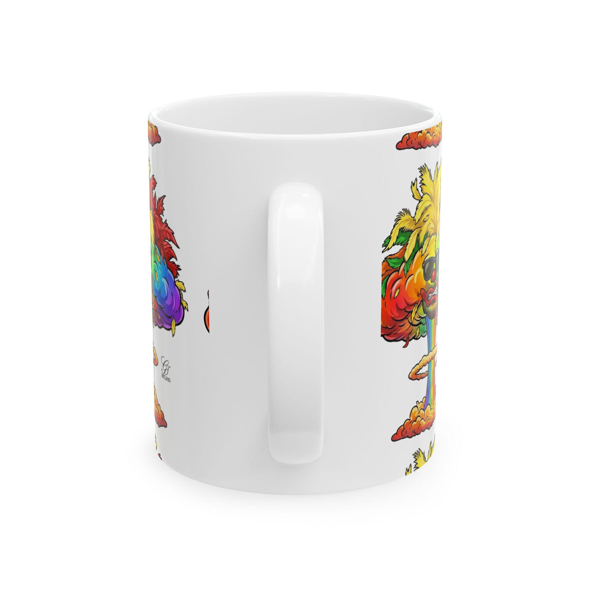 Rainbow Mushroom Cloud Mug | Psychedelic Explosion Ceramic Mug by GT Artland