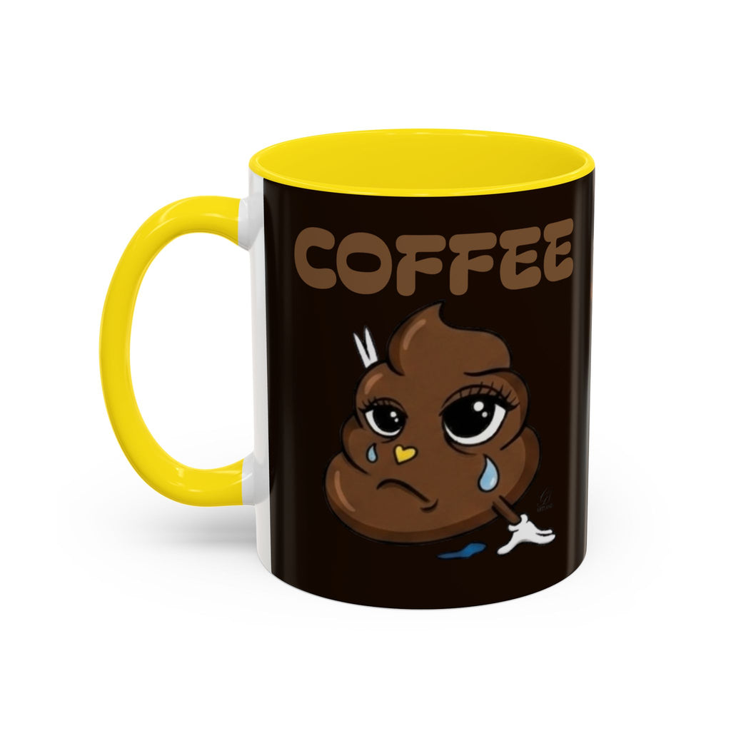 Coffee Mug — Cute Sad Poop Emoji with “COFFEE” Text Accent Mug by GT Artland