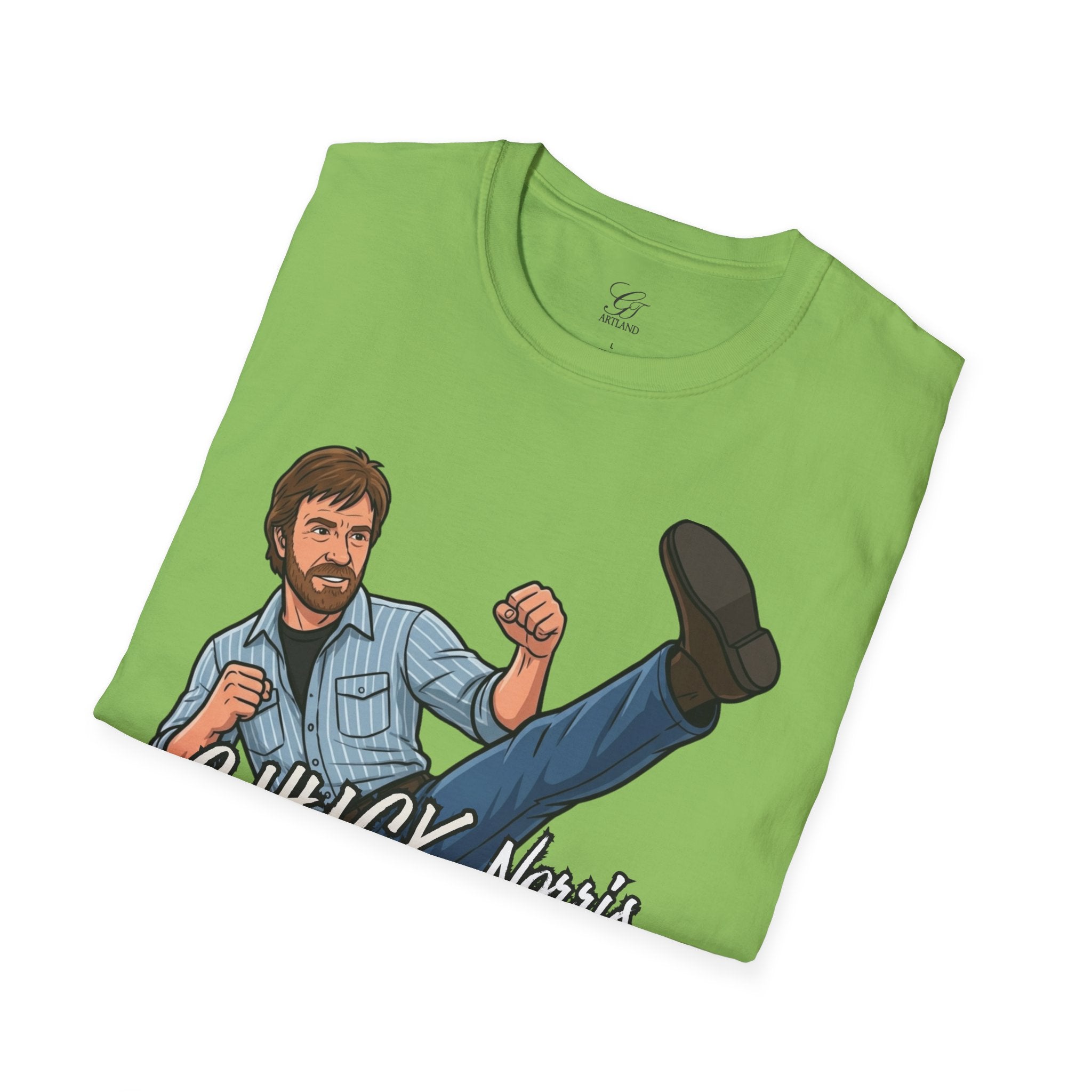 Chuck Norris Kick Illustration T-Shirt | I'll Kick Your Butt text by GT Artland
