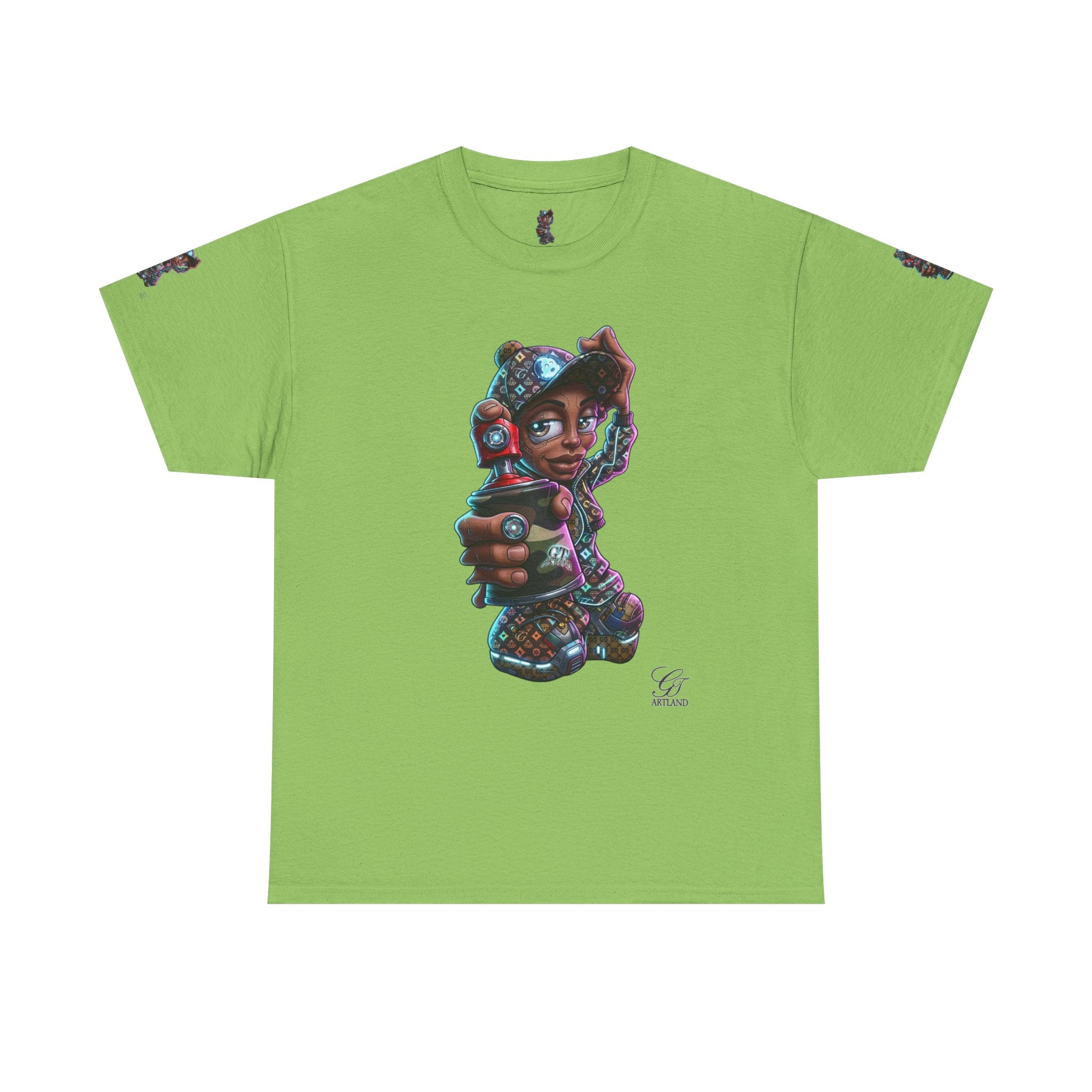 Ebony Futuristic Urban Spray Can Kid Gamer Tee - Cute Streetwear Graphic T-Shirt by GT Artland