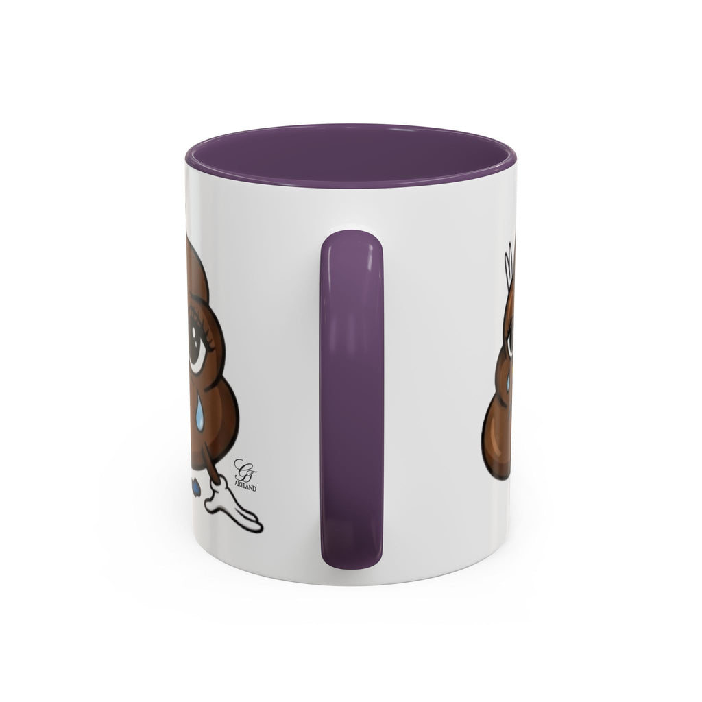 Sad Poop Emoji Coffee Mug — Funny Kawaii Gag Gift Accent Mug by GT Artland