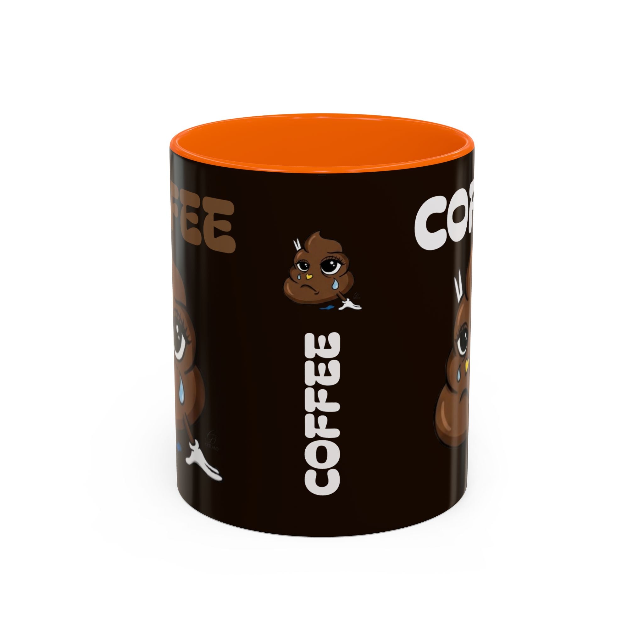 Coffee Mug — Cute Sad Poop Emoji with “COFFEE” Text Accent Mug by GT Artland