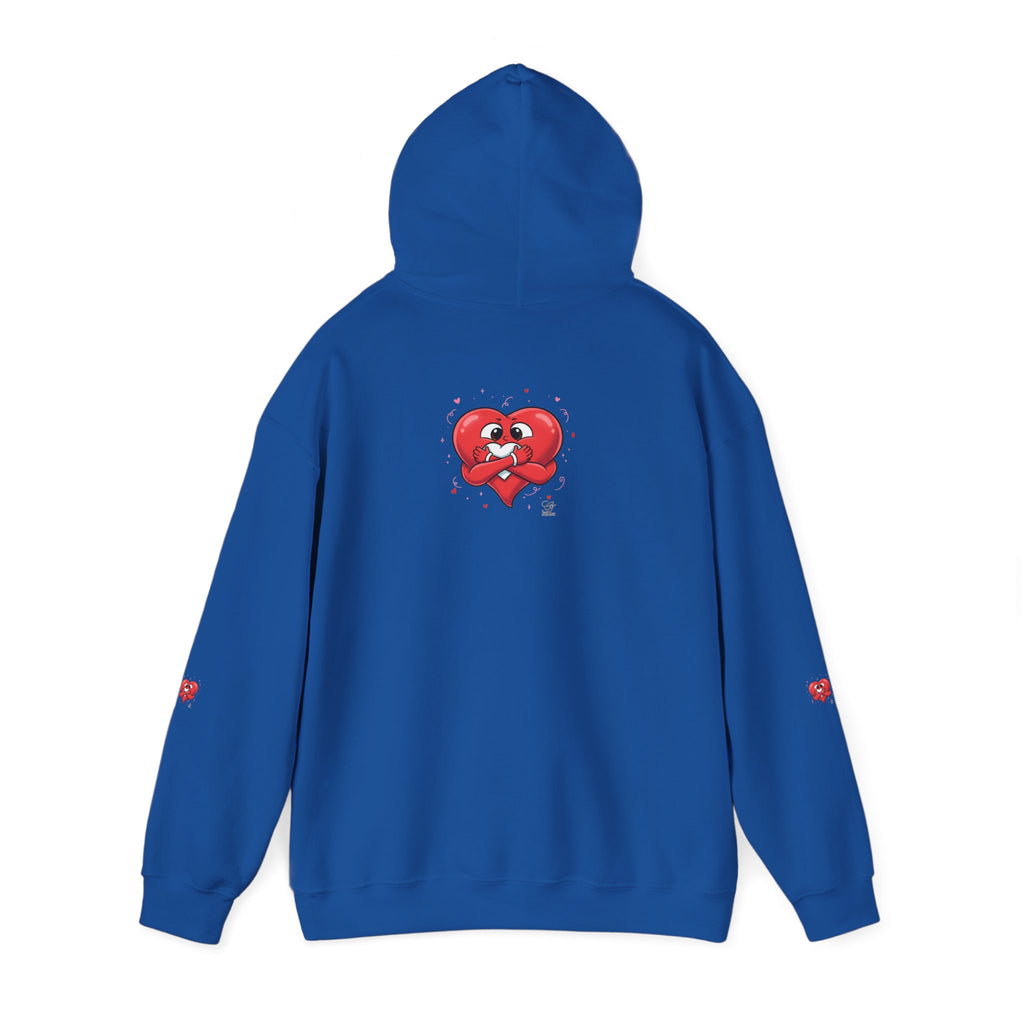 Graphic Heart Unisex Heavy Blend Hooded Sweatshirt | Red Heart Cartoon Sweatshirt