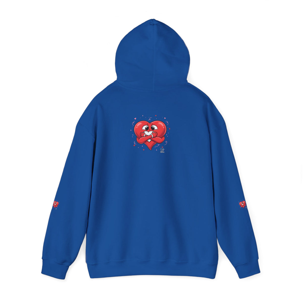 Graphic Heart Unisex Heavy Blend Hooded Sweatshirt | Red Heart Cartoon Sweatshirt