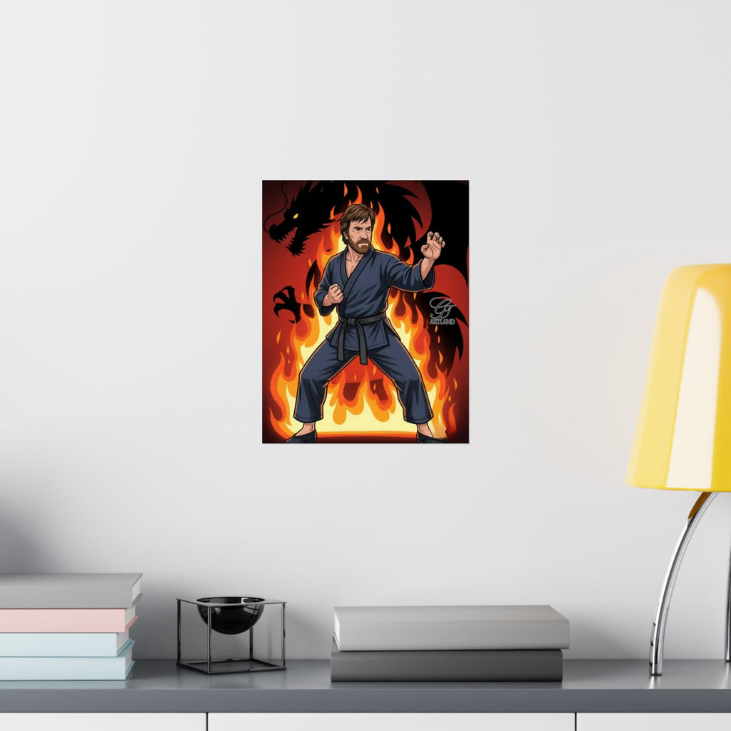 Martial Arts Master Poster | Matte Vertical Poster, Karate Dragon Flames