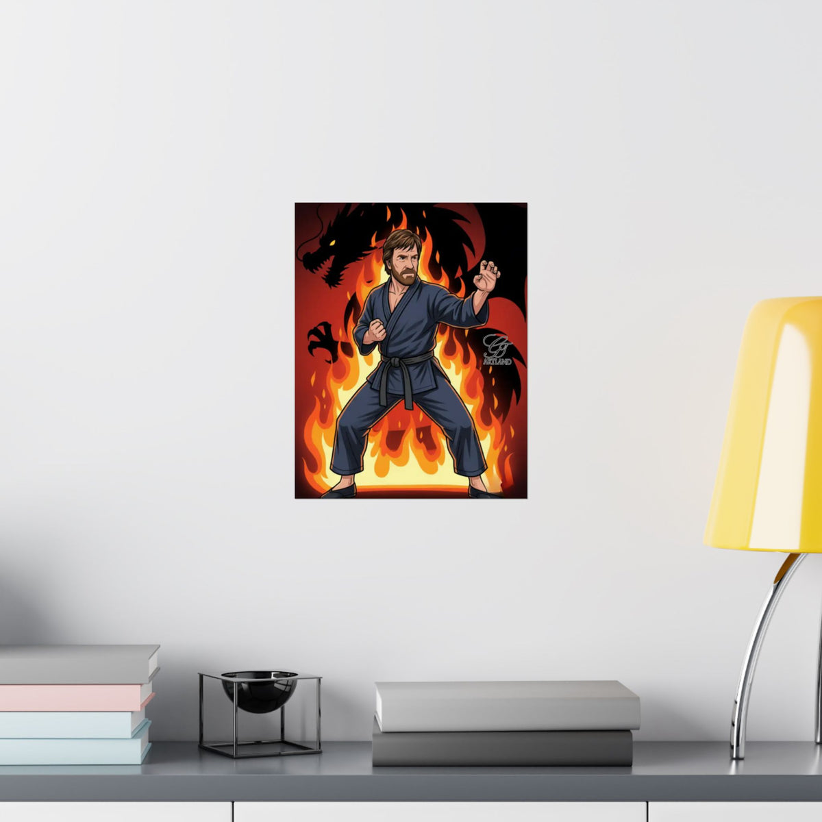 Martial Arts Master Poster | Matte Vertical Poster, Karate Dragon Flames