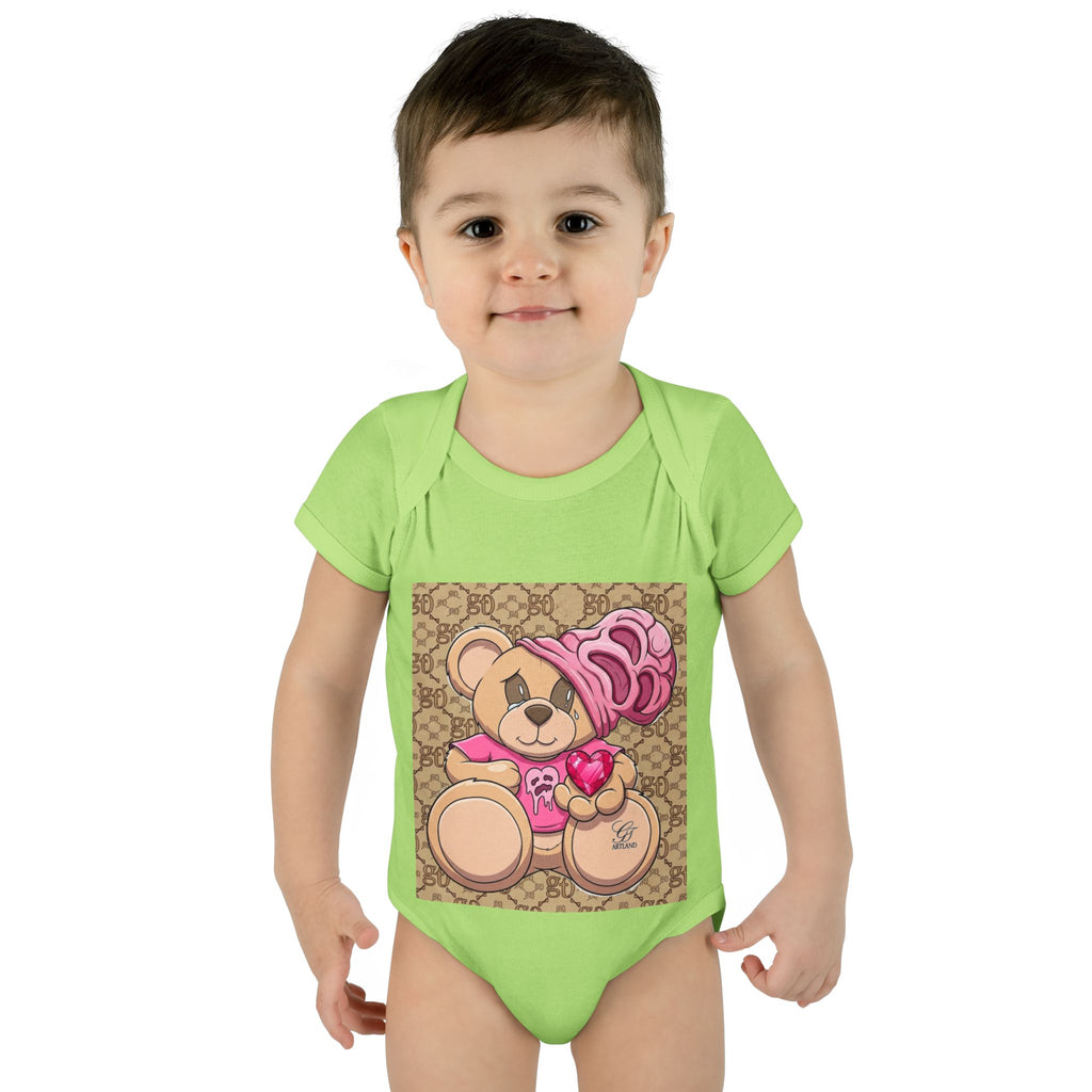 Pink Heart Teddy Bear Infant Bodysuit by GT Artland