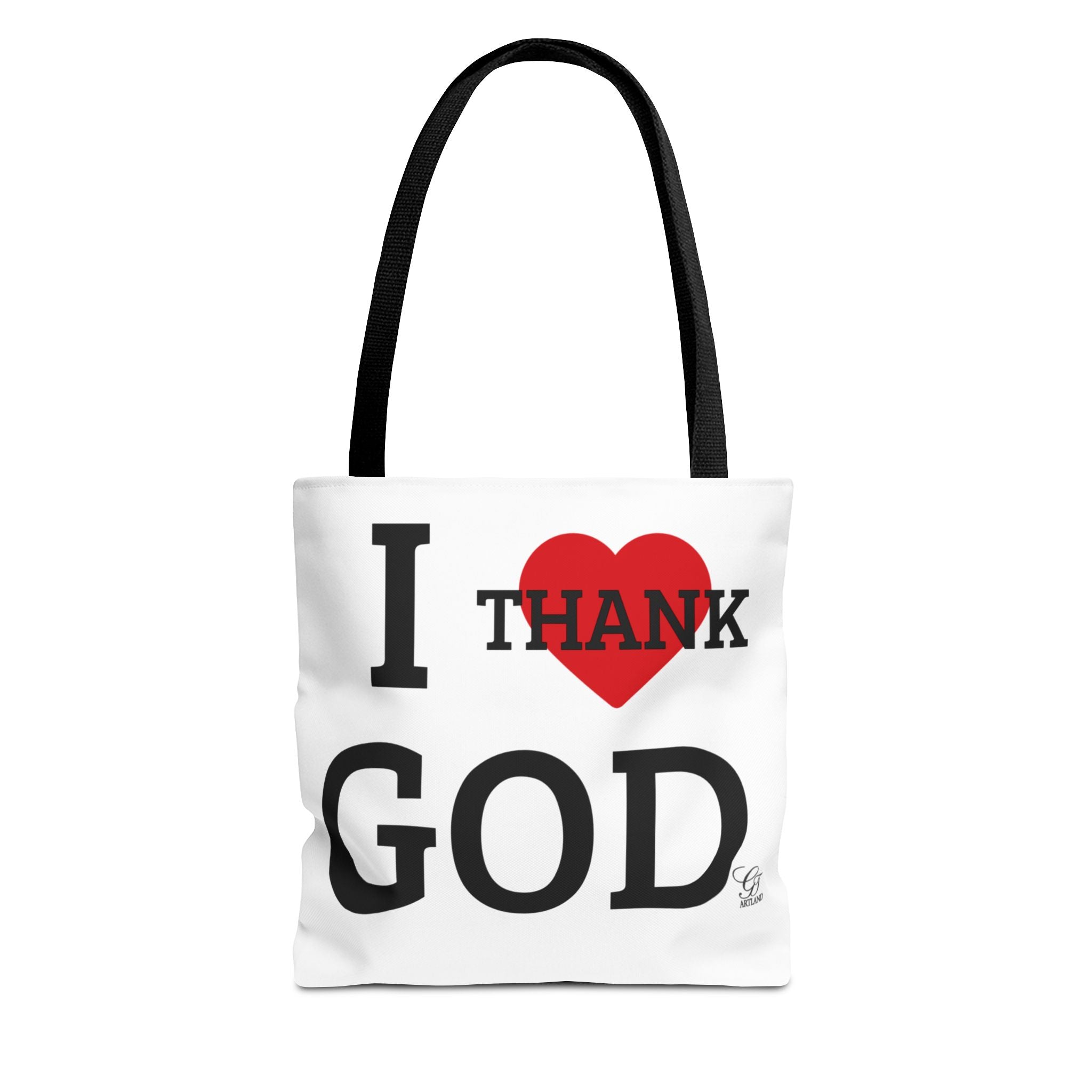 I Thank God Heart Designer Fashion Tote Bag by GT Artland
