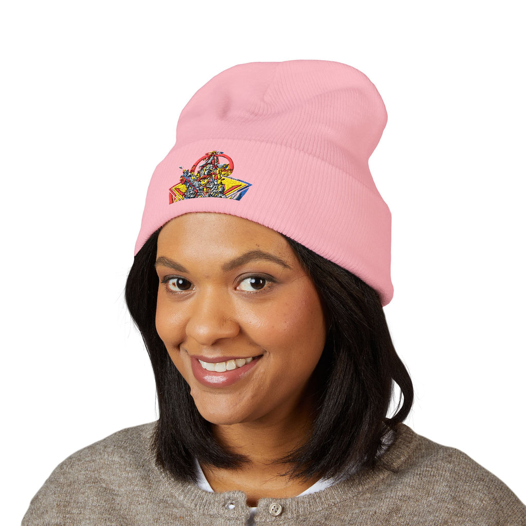 Retro Comic Duck Embroidered Cuffed Beanie