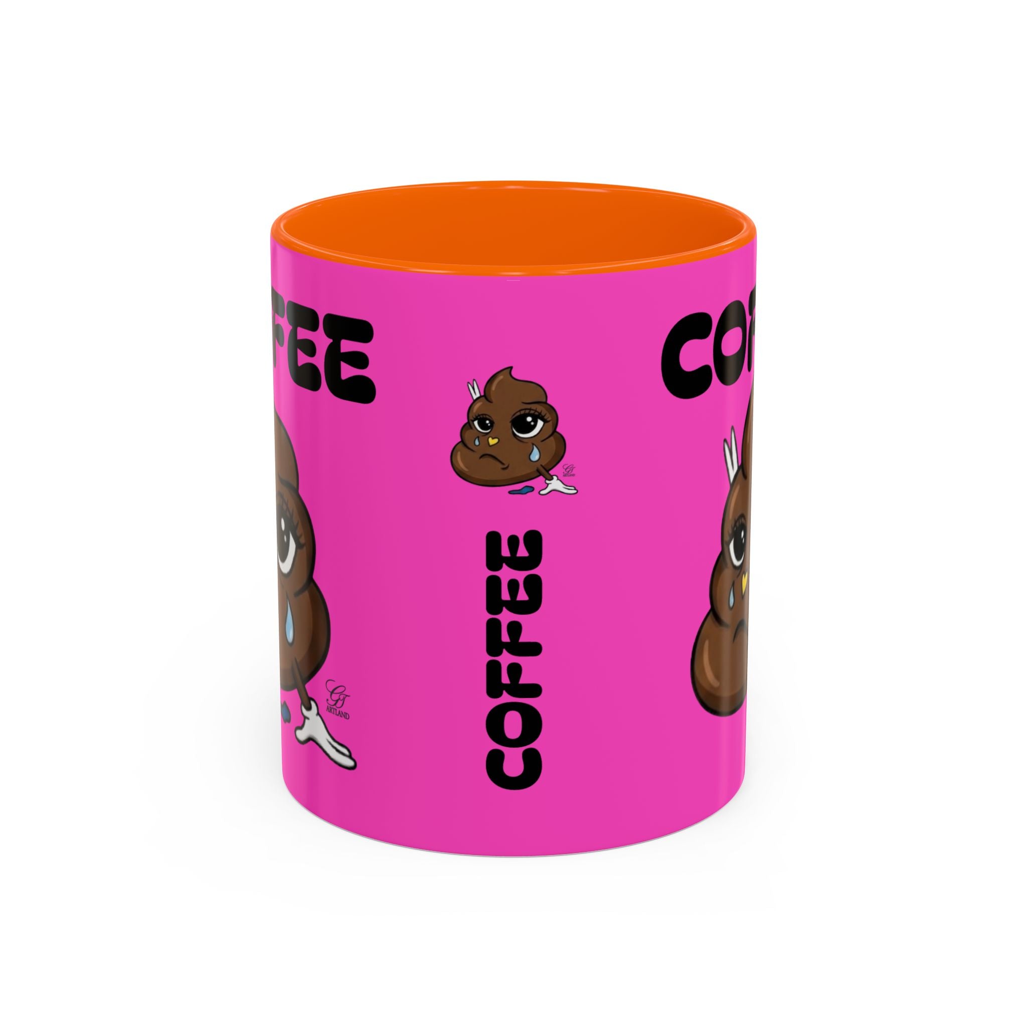 Coffee Mug — Pink 'Coffee' Sad Poop Emoji Accent Ceramic Mug (11/15oz) by GT Artland